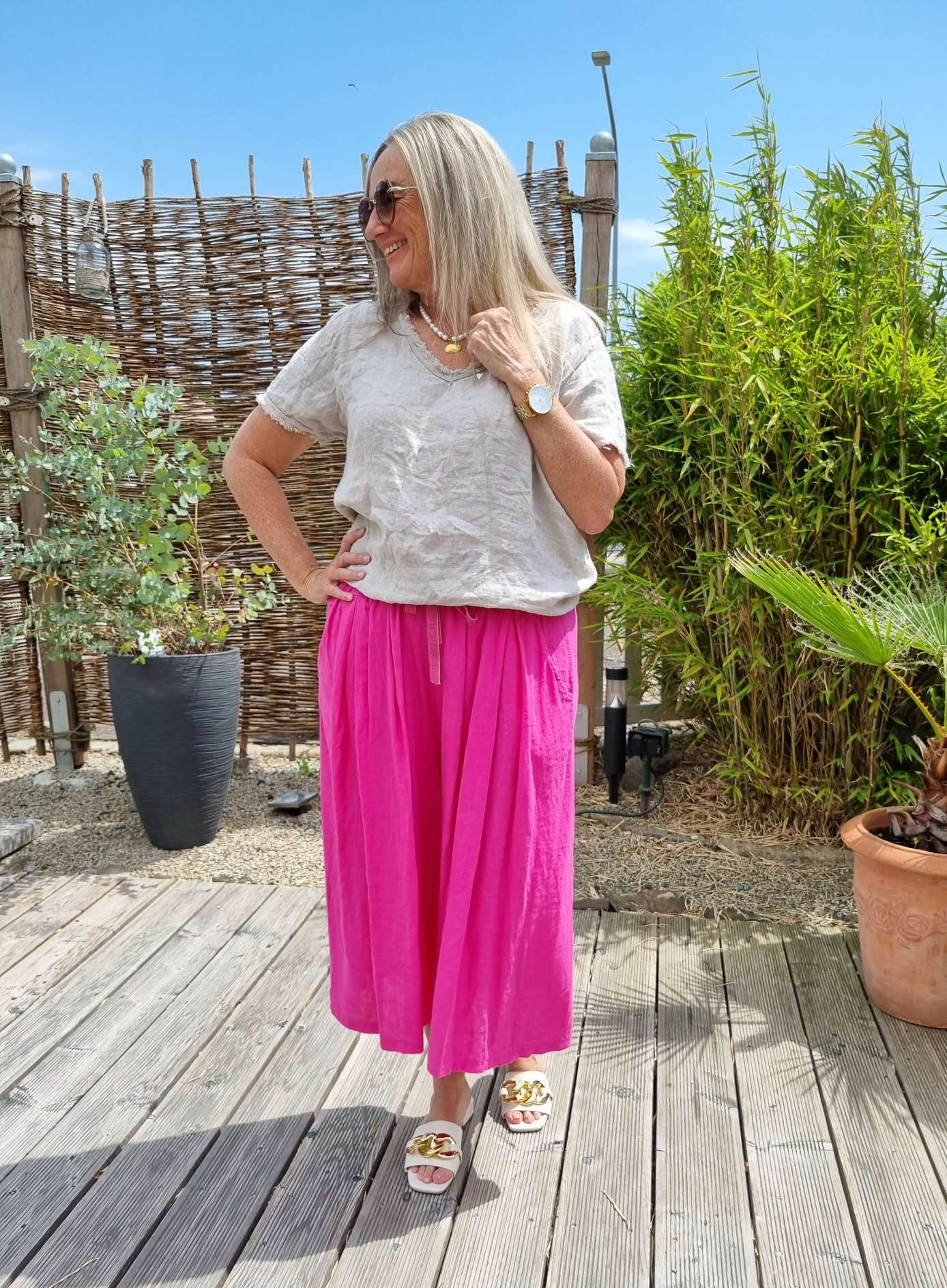 LINEN JOGPANT LISA PINK 34-40 CULOTTE Made in Italy Leinen Hose PANT Sommerhose Hosenrock LINEN JOGPANT LISA PINK 34-40 CULOTTE Made in Italy Leinen Hose PANT Sommerhose Hosenrock