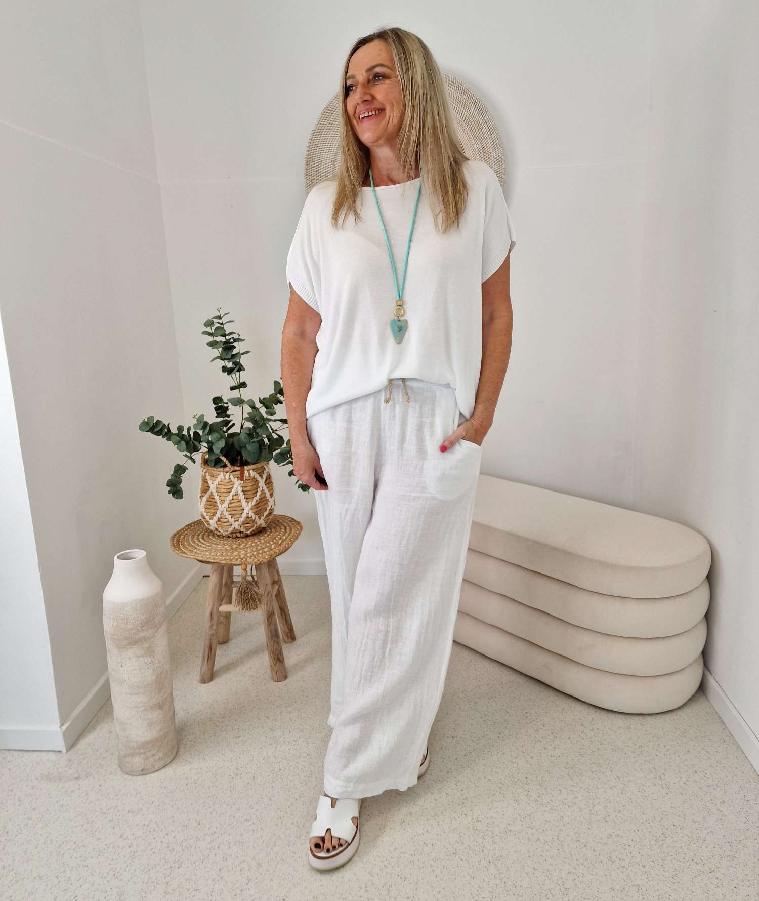 BASIC SHIRT CARRIE STRICK  Weiß   Made in Italy 36 -42 Pullover