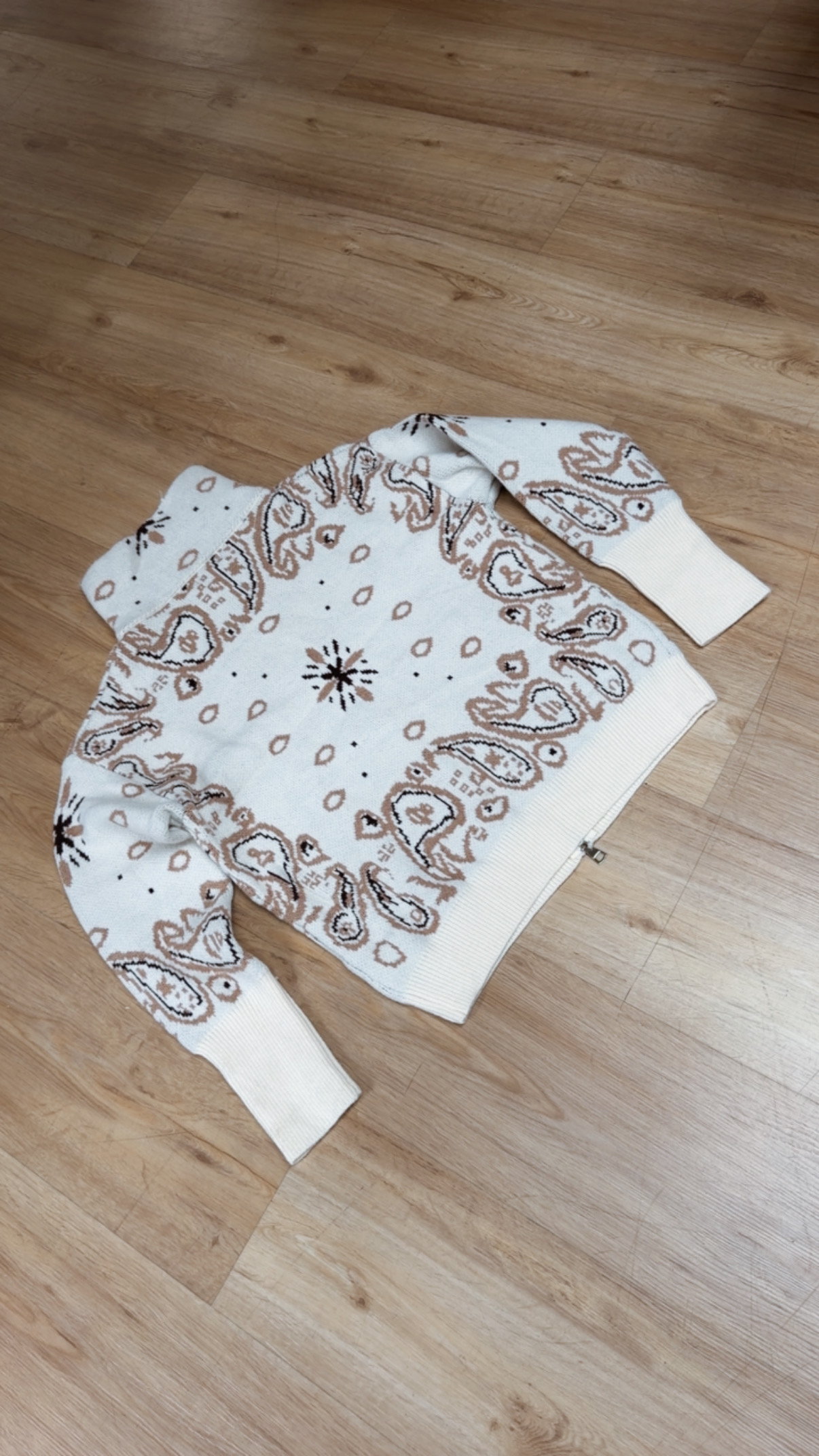 Zipper-Strickjacke mit Paisley-Muster SJ0165 I Made in Italy 34-40/42