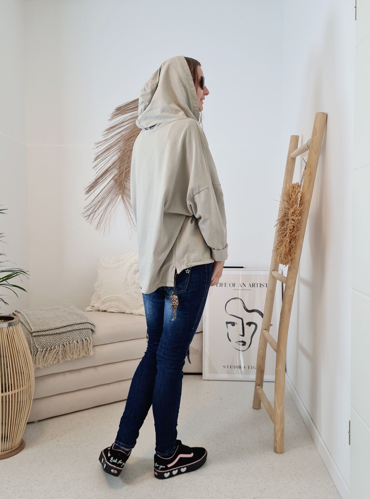 HOODIE NAOMI SAND Sweater Kapuze Made in Italy 34-42 Longsleeve Pullover LEO Leopard HOODIE NAOMI SAND Sweater Kapuze Made in Italy 34-42 Longsleeve Pullover LEO Leopard