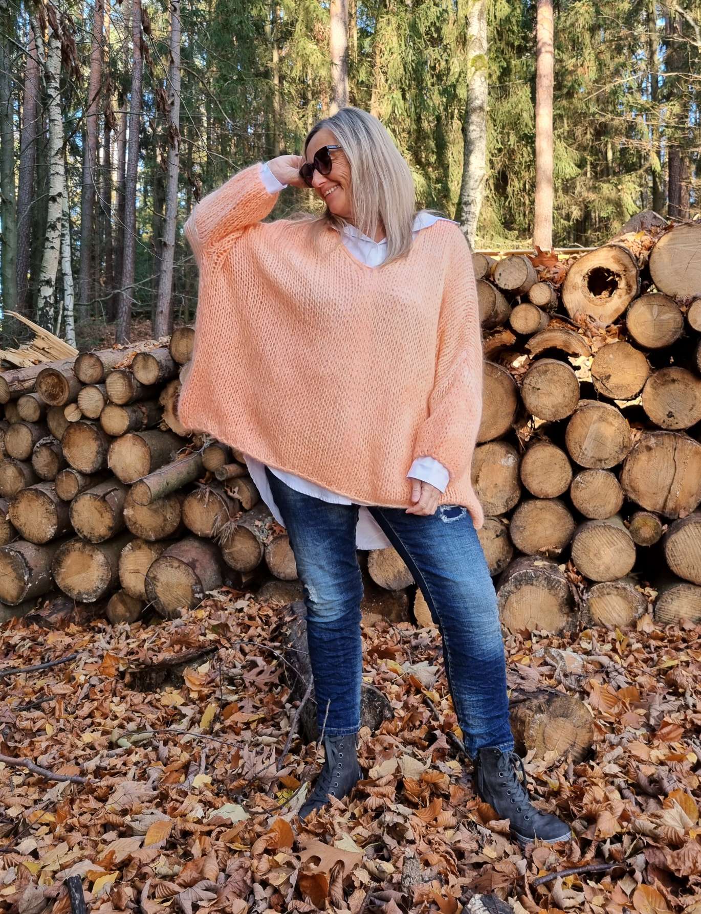 OVERSIZE KNIT SWEATER LETIZIA KORALLE 34-42/44 Made in Italy Grobstrickpullover Pullover OVERSIZE KNIT SWEATER LETIZIA KORALLE 34-42/44 Made in Italy Grobstrickpullover Pullover