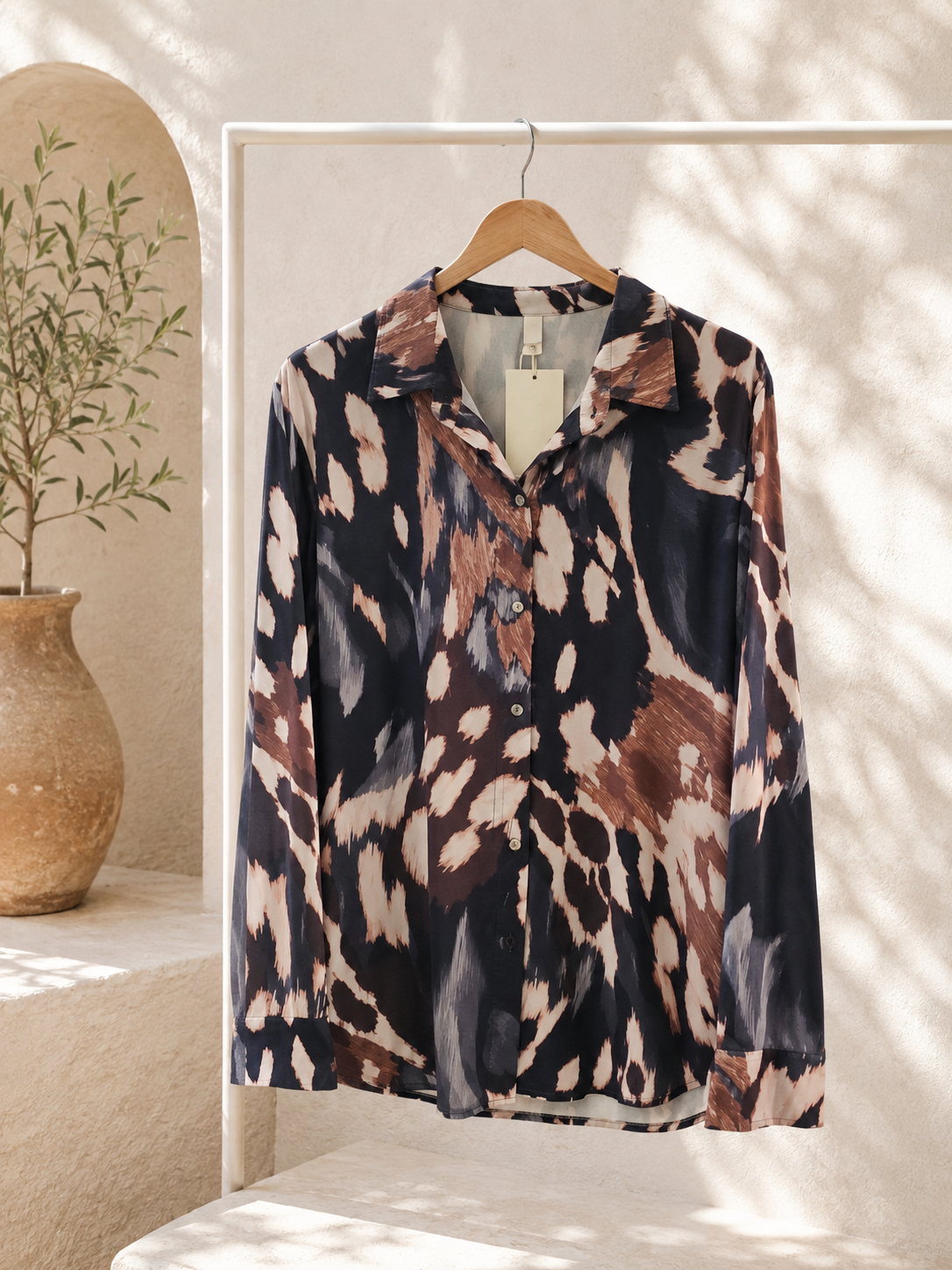 Kofferbluse Bluse Olivia – Edle Kofferbluse mit afro Muster –  Made in Italy Gr 34-42