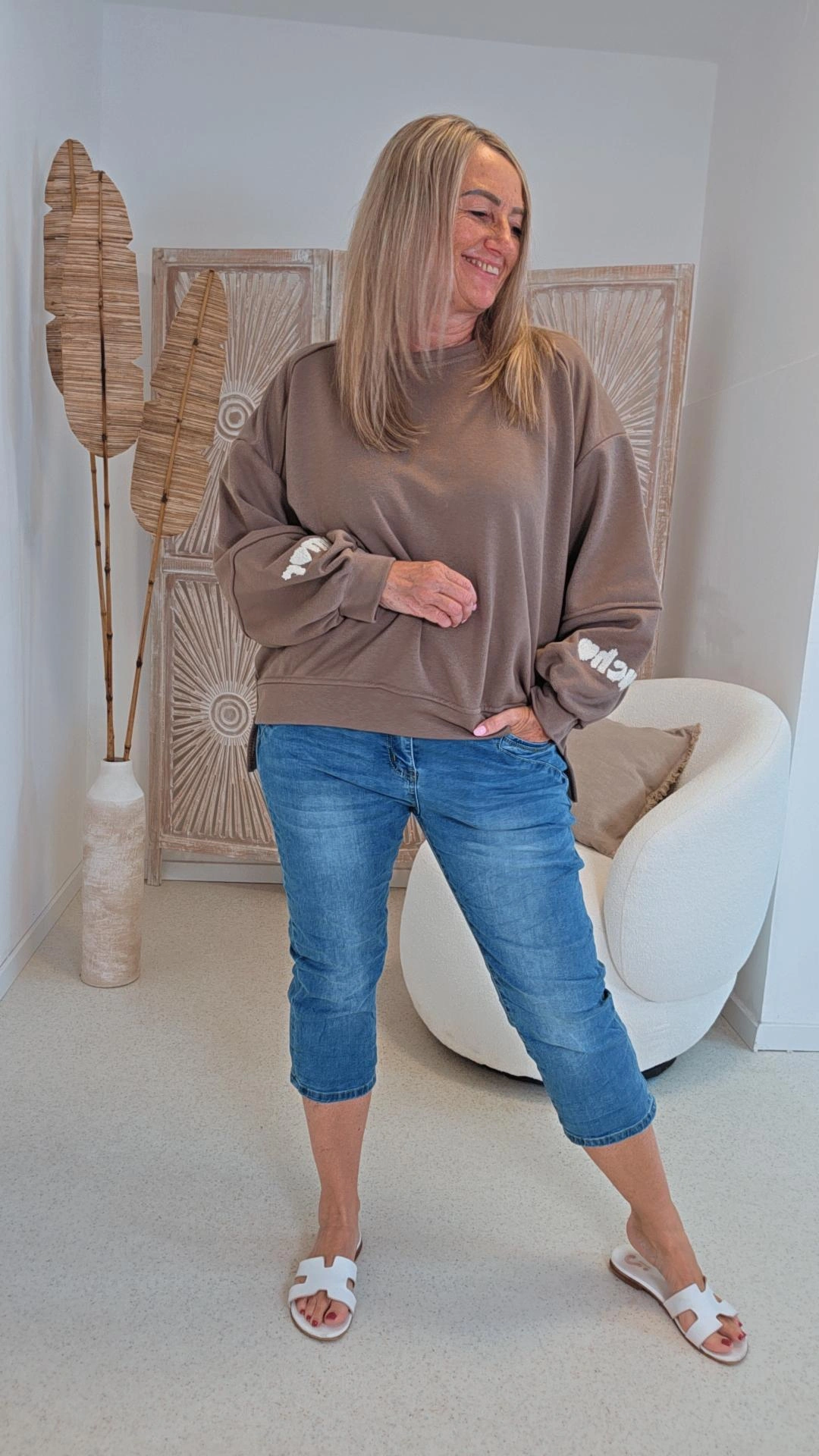 OVERSIZE SWEATER AMORGOS MUCH AMOR Made in Italy 34-42 Sweater Sweatshirt