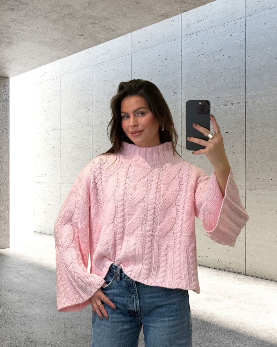 KNIT SWEATER NORA Italy Style 34-42 Zopfmuster