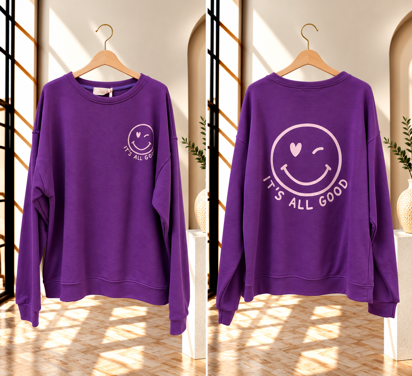 Sweatshirt „Happy Vibes NINA“ – Made in Italy
