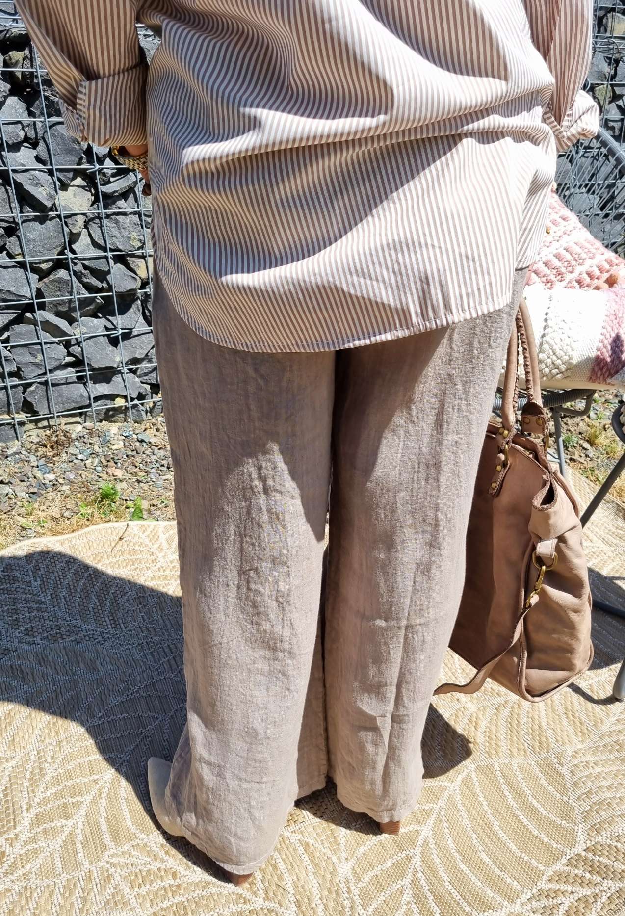 LINEN MARLENE PANT BRIGITTE TAUPE Pocket 34-42 Made in Italy weite Leinen Hose mit Taschen LINEN MARLENE PANT BRIGITTE TAUPE Pocket 34-42 Made in Italy weite Leinen Hose mit Taschen