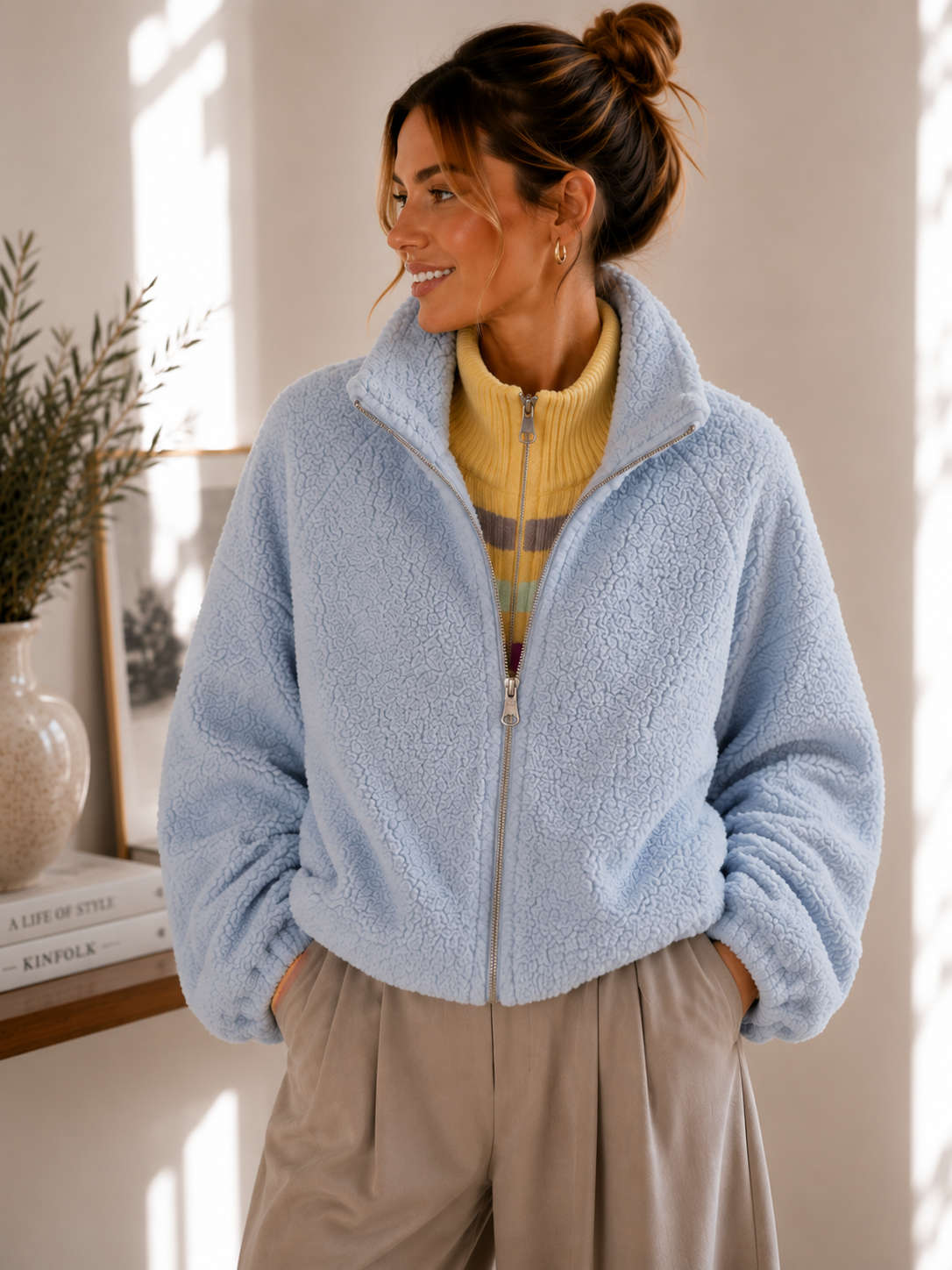Bouclé-Jacke Uni I NO.JA0021 I Made in Italy I 34-42/44