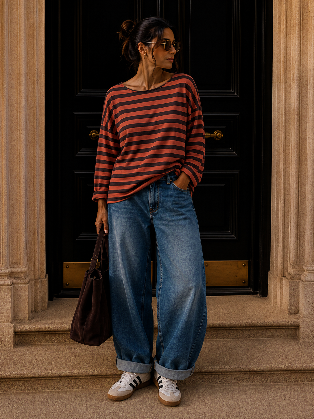 Longsleeve mit Streifen I LS0039 I Made in Italy 34-42