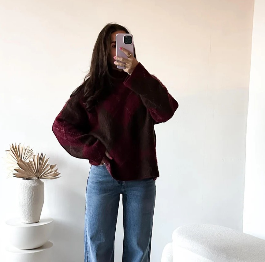 COZY KNIT SWEATER MIRANDA Pullover Strickpullover graphisches Muster 34- 44 Made in Italy