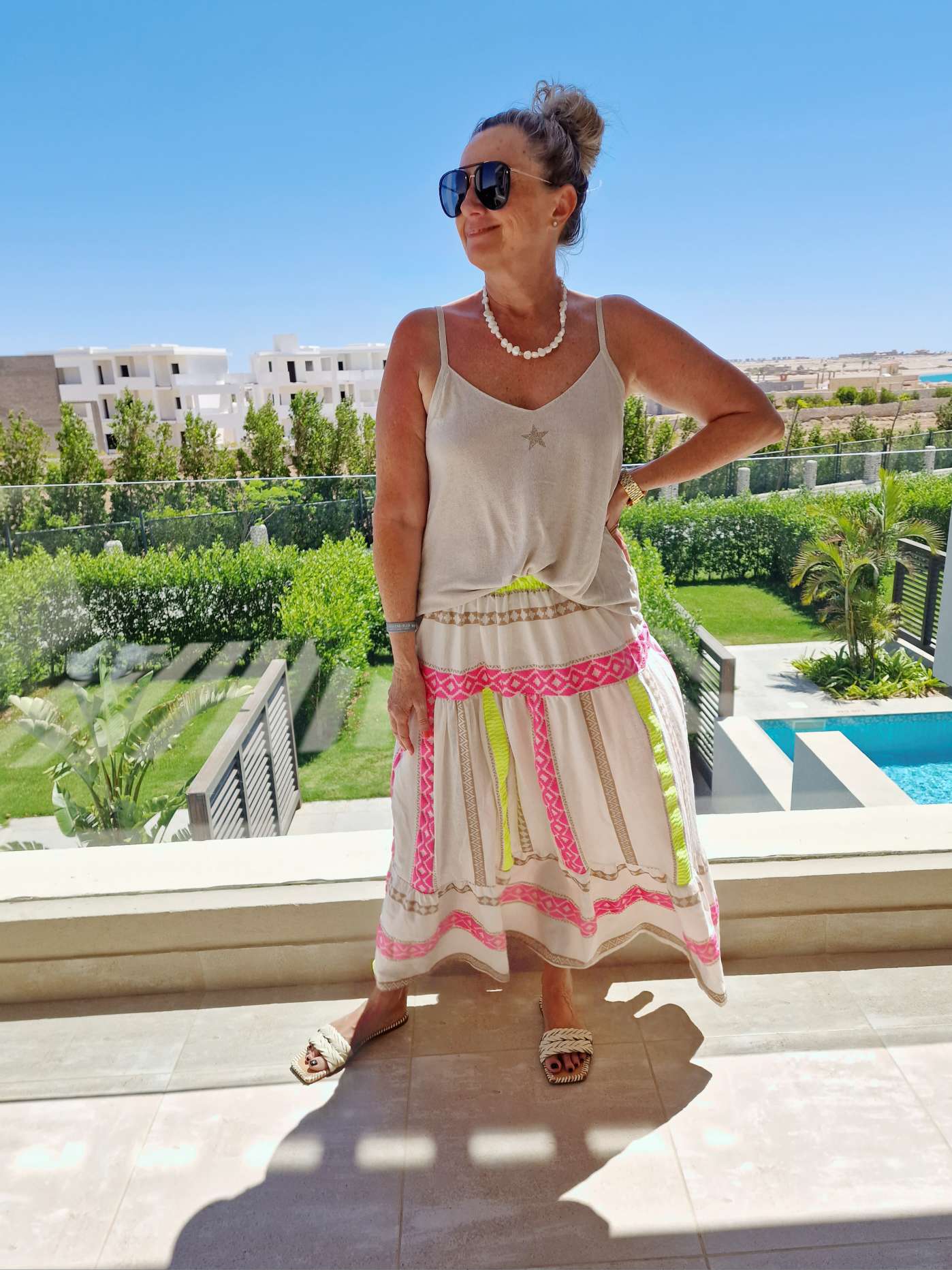 MAXI SKIRT RUANDA PINK GELB 34-40 Made in Italy Maxi Rock Damenrock MAXI SKIRT RUANDA PINK GELB 34-40 Made in Italy Maxi Rock Damenrock