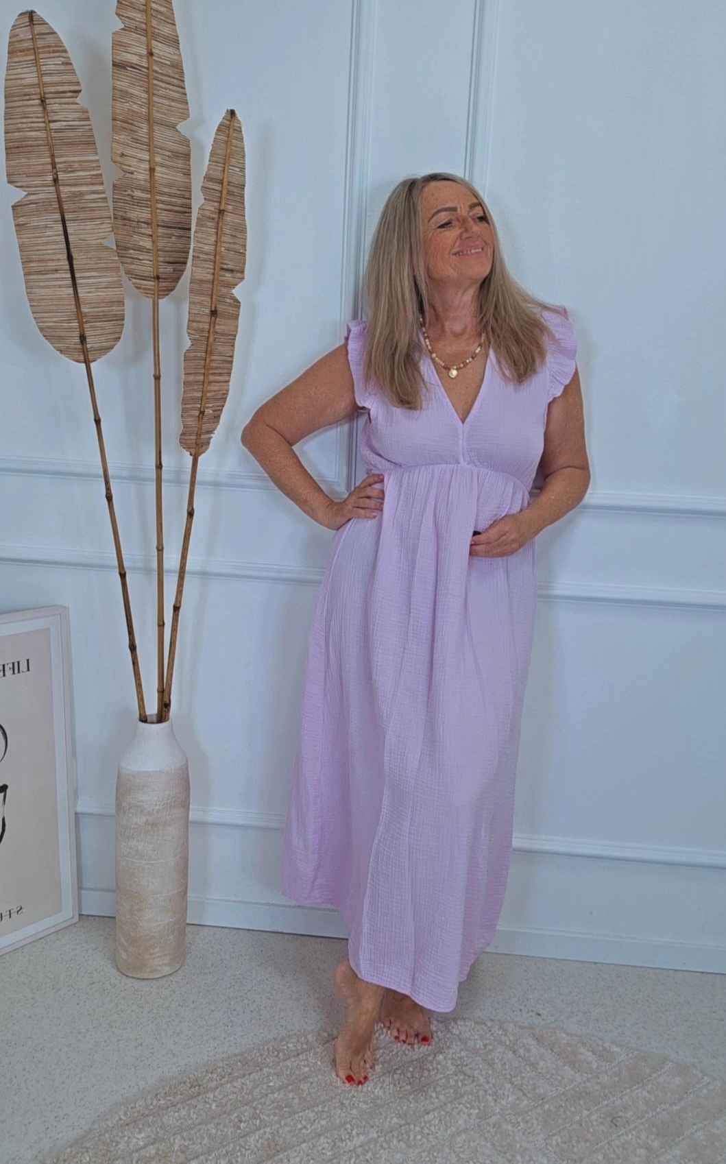 MUSSELIN KlEID ZOE BIANCO MIA 34 - 42 Made in Italy ärmellos Rüsche 