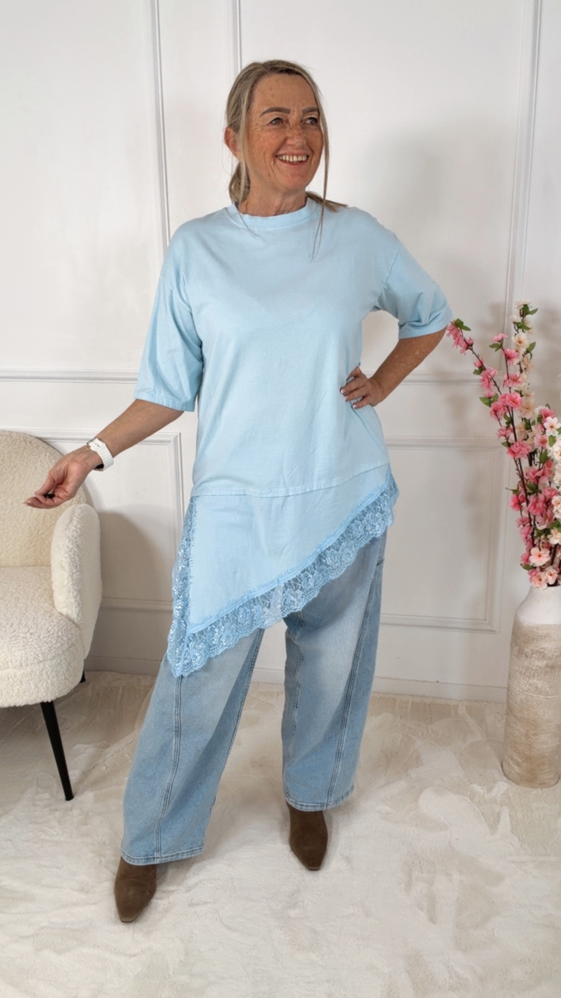 ✨ Asymmetrie-Shirt „Dolce Pizzo“ – Made in Italy 34-40/42