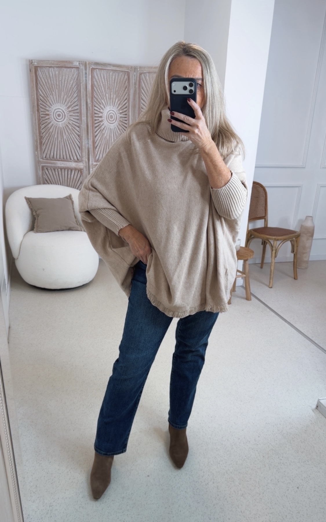 FEINSTRICK ROLLKRAGEN PULLOVER DORO 34- 44 Made in Italy Wolle