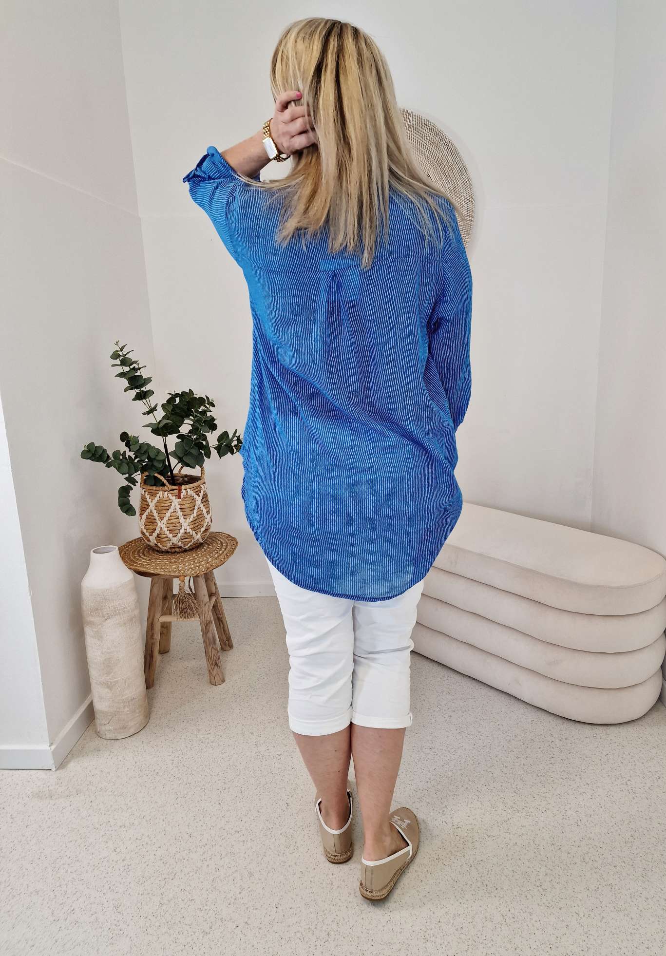 ZARTE STREIFEN BLUSE BELINDE BLAU 34-42 langarm Bluse Shirt ZARTE STREIFEN BLUSE BELINDE BLAU 34-42 langarm Bluse Shirt