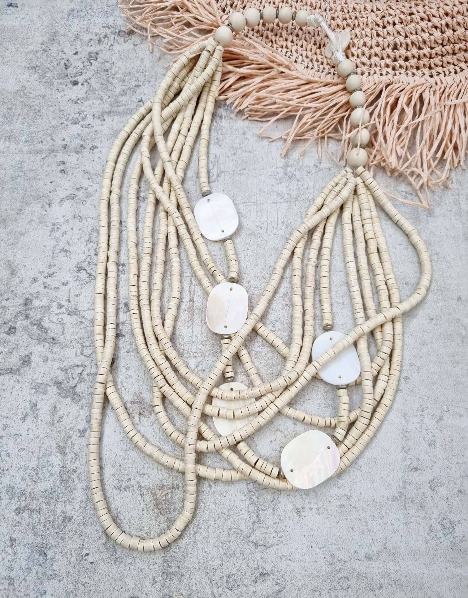BOHO KETTE MURIEL NATUR Halskette Modeschmuck Italy Design Beach Neckless BOHO KETTE MURIEL NATUR Halskette Modeschmuck Italy Design Beach Neckless
