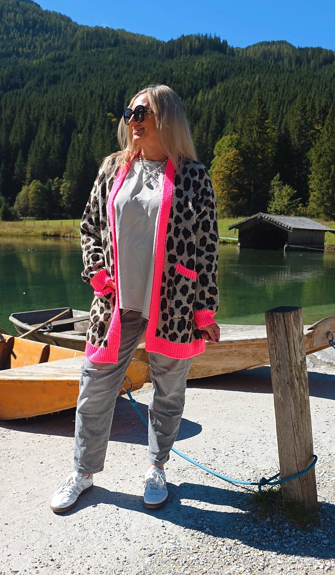 LEO-CARDIGAN MALCESINE NEONBUND 34-44 Made in Italy  Strickjacke