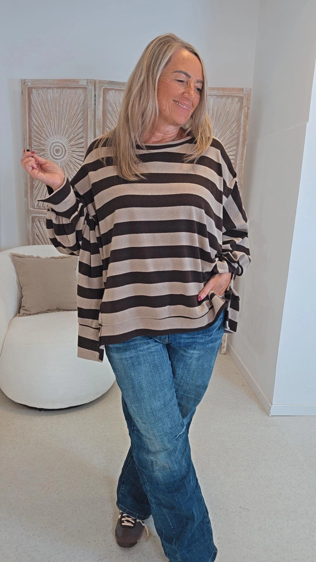 OVERSIZE SWEATER AYLIN BLOCKSTREIFEN 34-44/46 Made in Italy