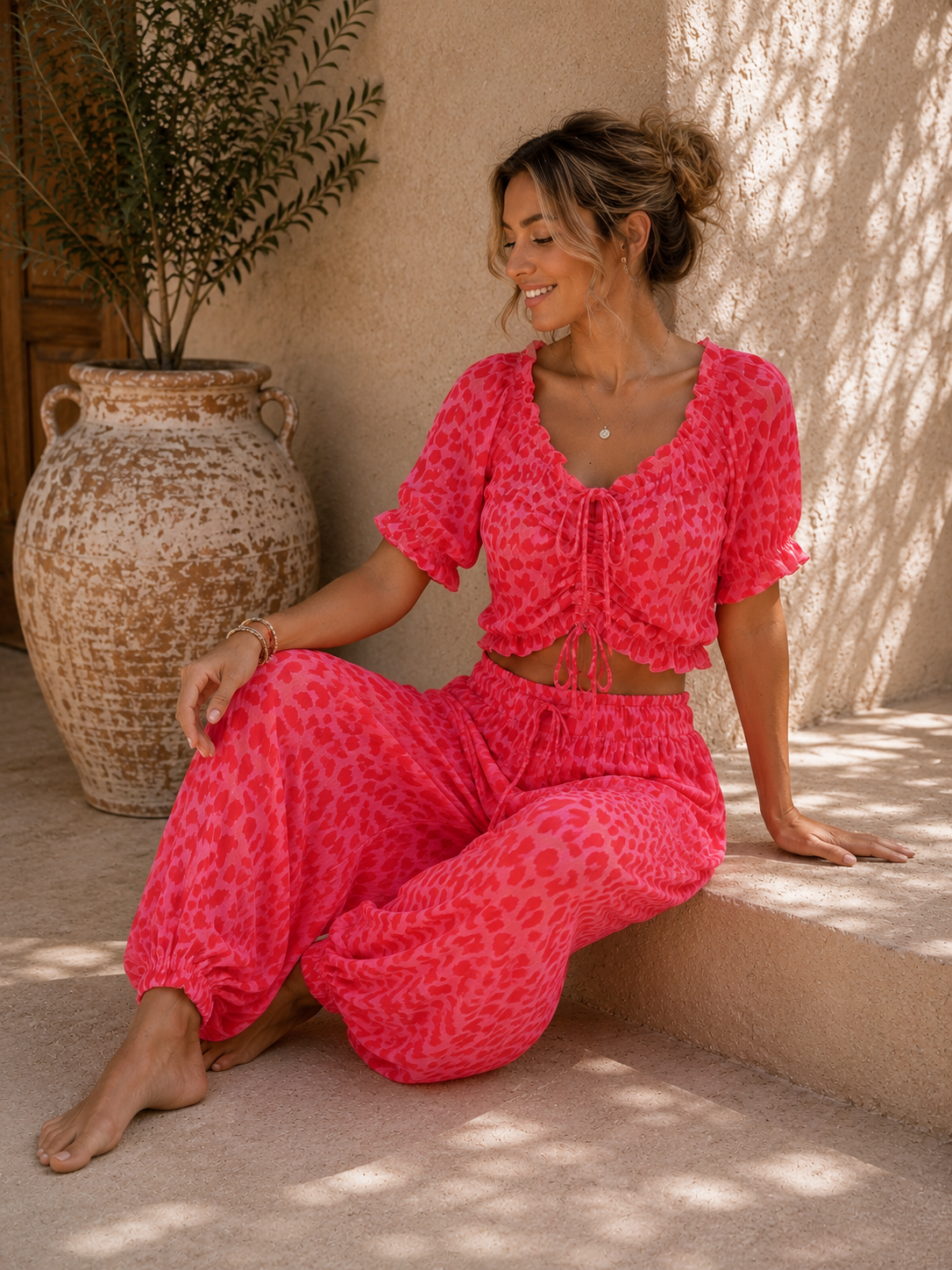 Bluse Cropped Musselin Savanna Leo Made in Italy 34-40/42