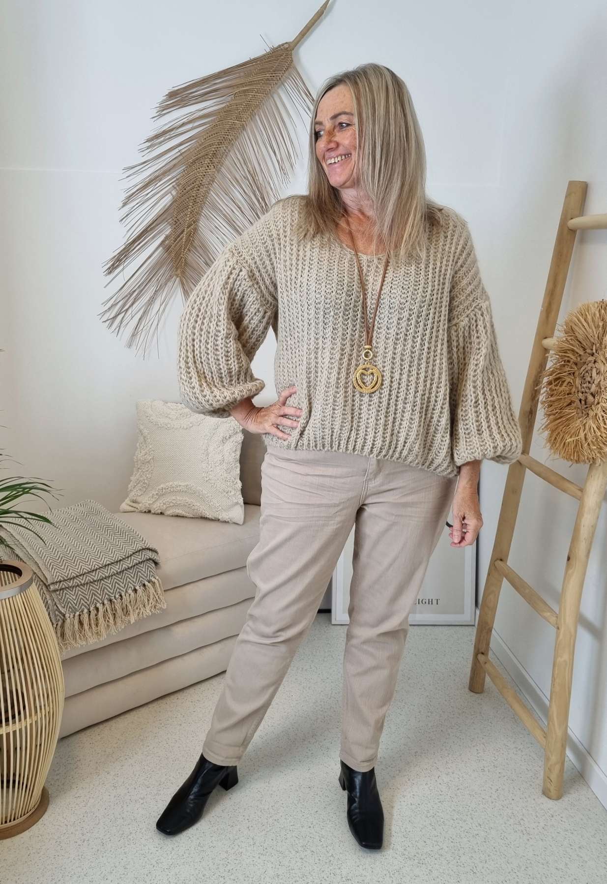 MOM JEANS EMILY BEIGE - VARIANTENARTIKEL Denim Baggy Stretch Hose MOM JEANS EMILY BEIGE - VARIANTENARTIKEL Denim Baggy Stretch Hose