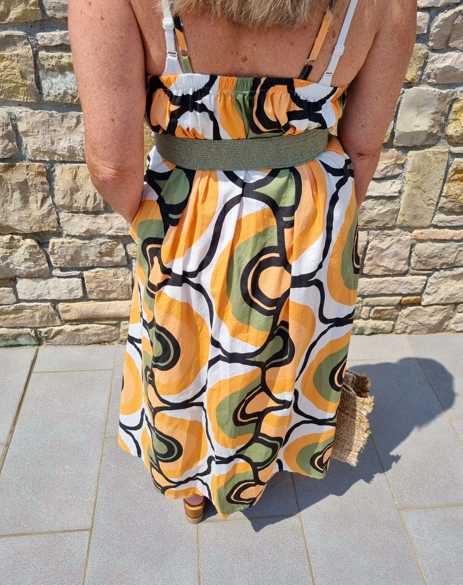 SPAGHETTI DRESS AOSTA ORANGE KHAKI 34-42 Made in Italy Maxi Kleid Sommer Strandkleid SPAGHETTI DRESS AOSTA ORANGE KHAKI 34-42 Made in Italy Maxi Kleid Sommer Strandkleid
