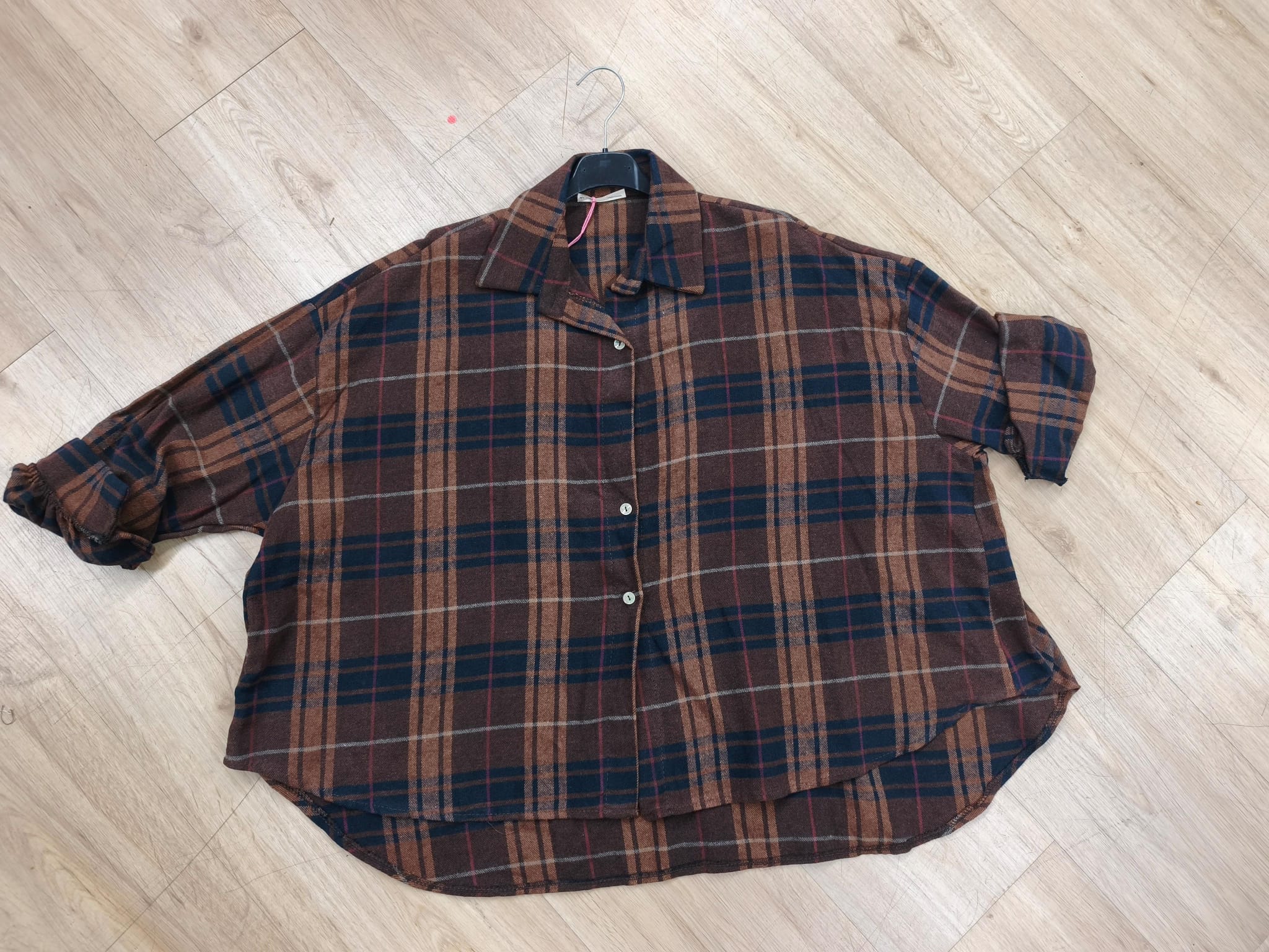 Cozy Flanell Karo Oversize-Bluse I BL0132 I 34-44 I Made in Italy