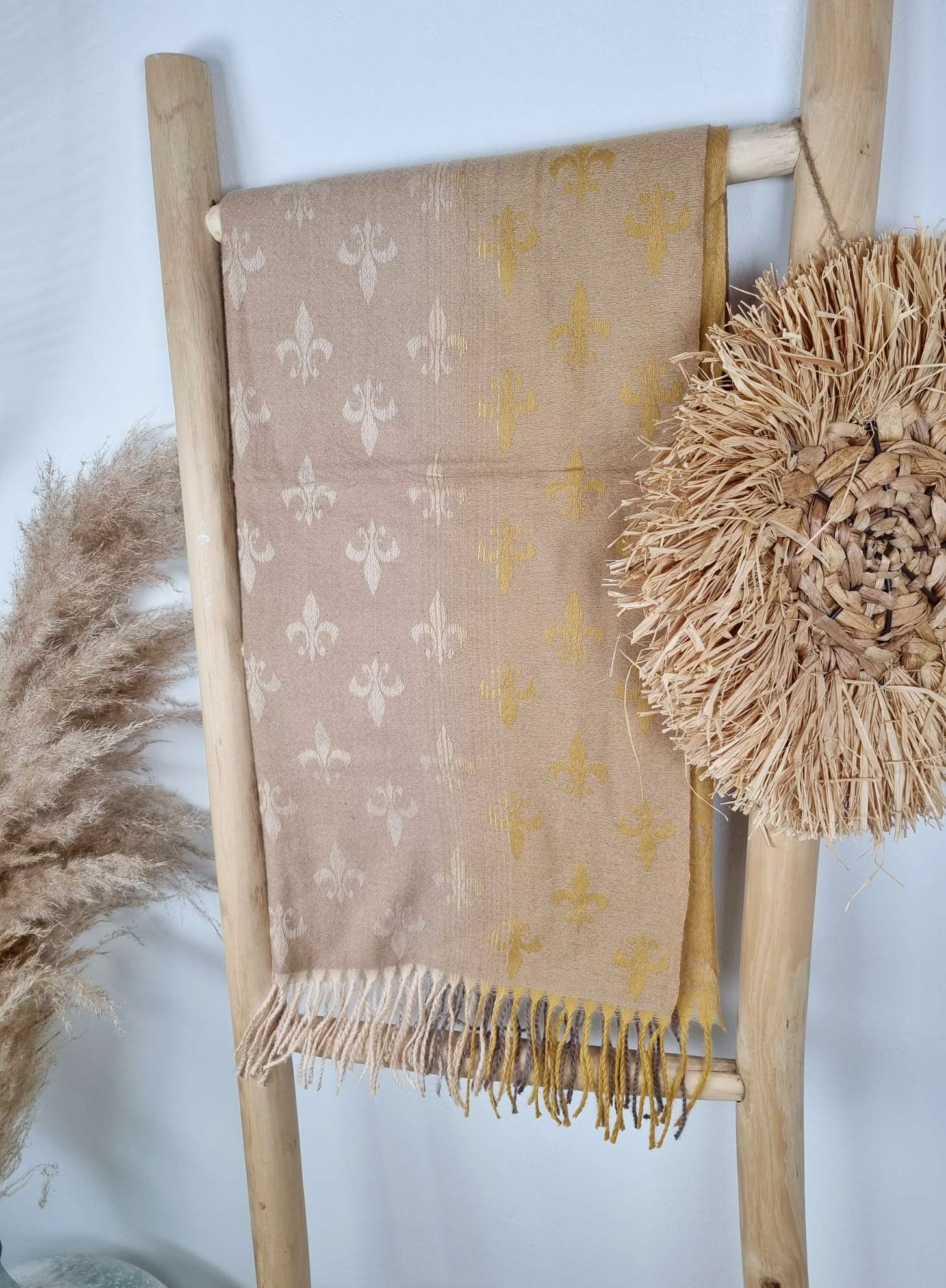SCHAL SCARF CROWN CAMEL Edles Viskose Tuch Italy Style Plaid SCHAL SCARF CROWN CAMEL Edles Viskose Tuch Italy Style Plaid
