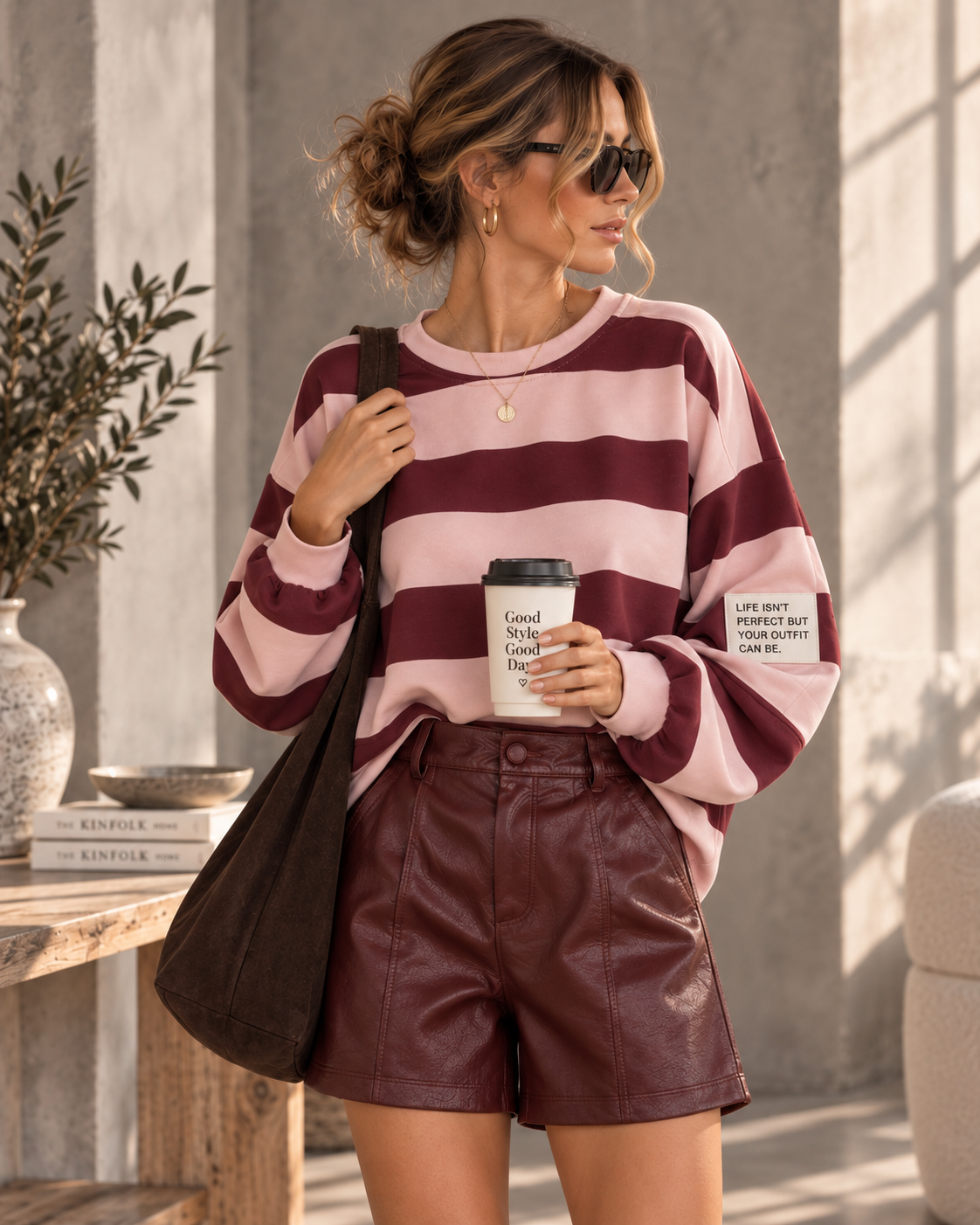 Baumwoll Stripe Love Sweater mit PATCH I SW0128 I 34-42 / Made in Italy