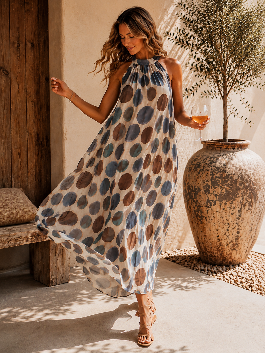 Polka Dots Kleid Zakynthos – Made in Italy | Passend bis zu einer guten Größe 42