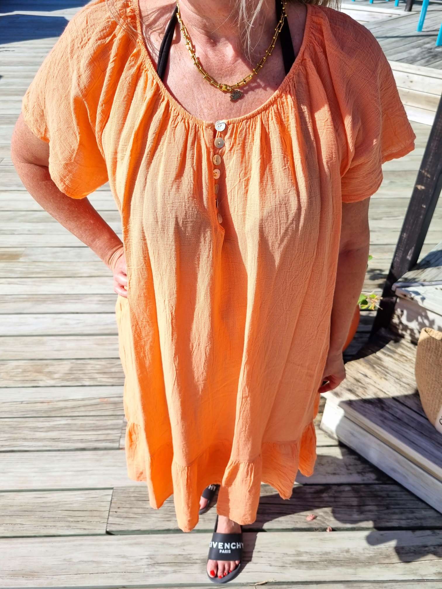 MIDI DRESS CAPRI KORALLE 34-42 Made in Italy kurzesTunika Kleid Oversize Longbluse Sommerkleid MIDI DRESS CAPRI KORALLE 34-42 Made in Italy kurzesTunika Kleid Oversize Longbluse Sommerkleid