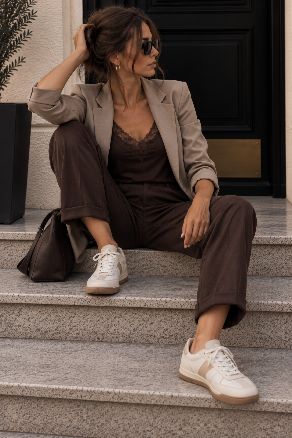 Chino Hose Uni H0066 Schoko I Made in Italy