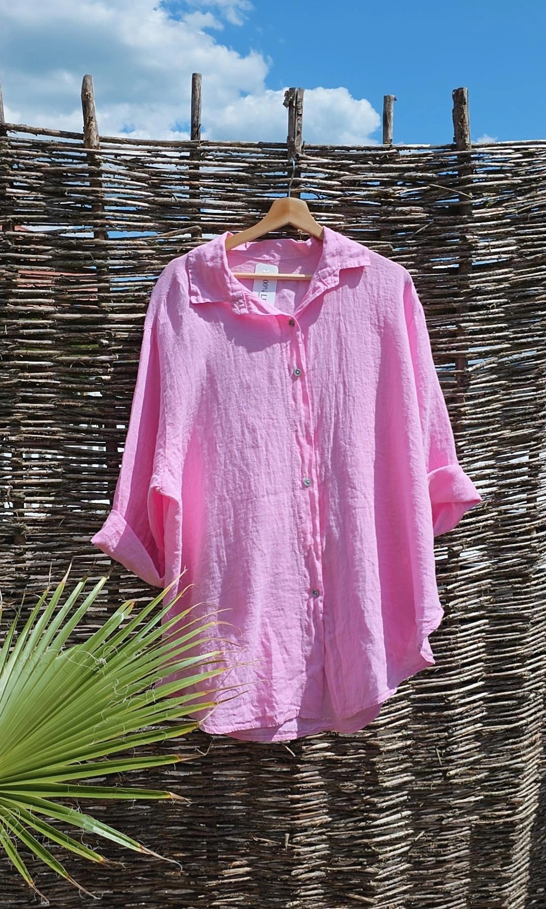 LINEN BLOUSE CRISTINA UNI Made in Italy 34-46/48 Leinen Bluse