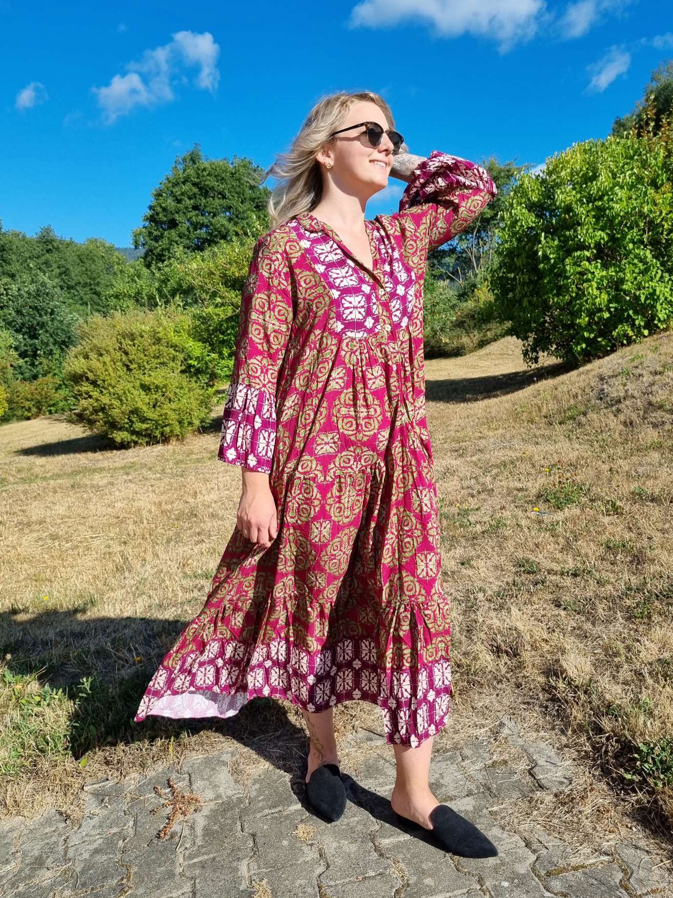 MAXI TUNIKA DRESS ISABELL BURGUNDER 34-40/42 Made in Italy langes Kleid Hängerchen Tunikakleid MAXI TUNIKA DRESS ISABELL BURGUNDER 34-40/42 Made in Italy langes Kleid Hängerchen Tunikakleid