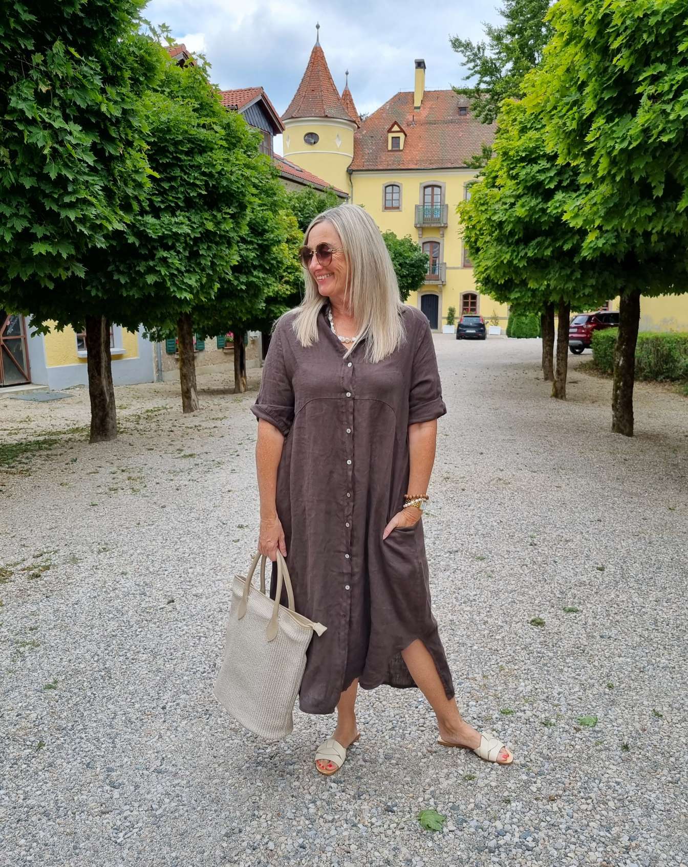 LINEN DESS WILMA BRAUN 34-42 Made in Italy Leinen Kleid Long Bluse Mantel LINEN DESS WILMA BRAUN 34-42 Made in Italy Leinen Kleid Long Bluse Mantel