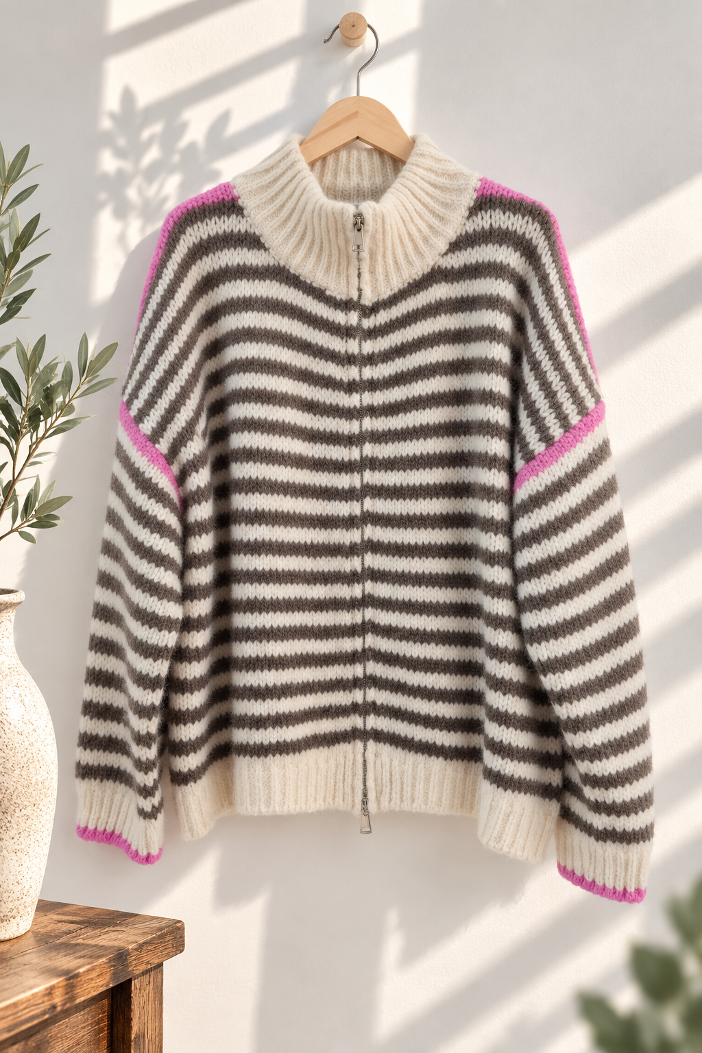 Cardigan mit Zwei-Wege-Reißverschluss – SJ0084 | Made in Italy 34-44 Strickjacke