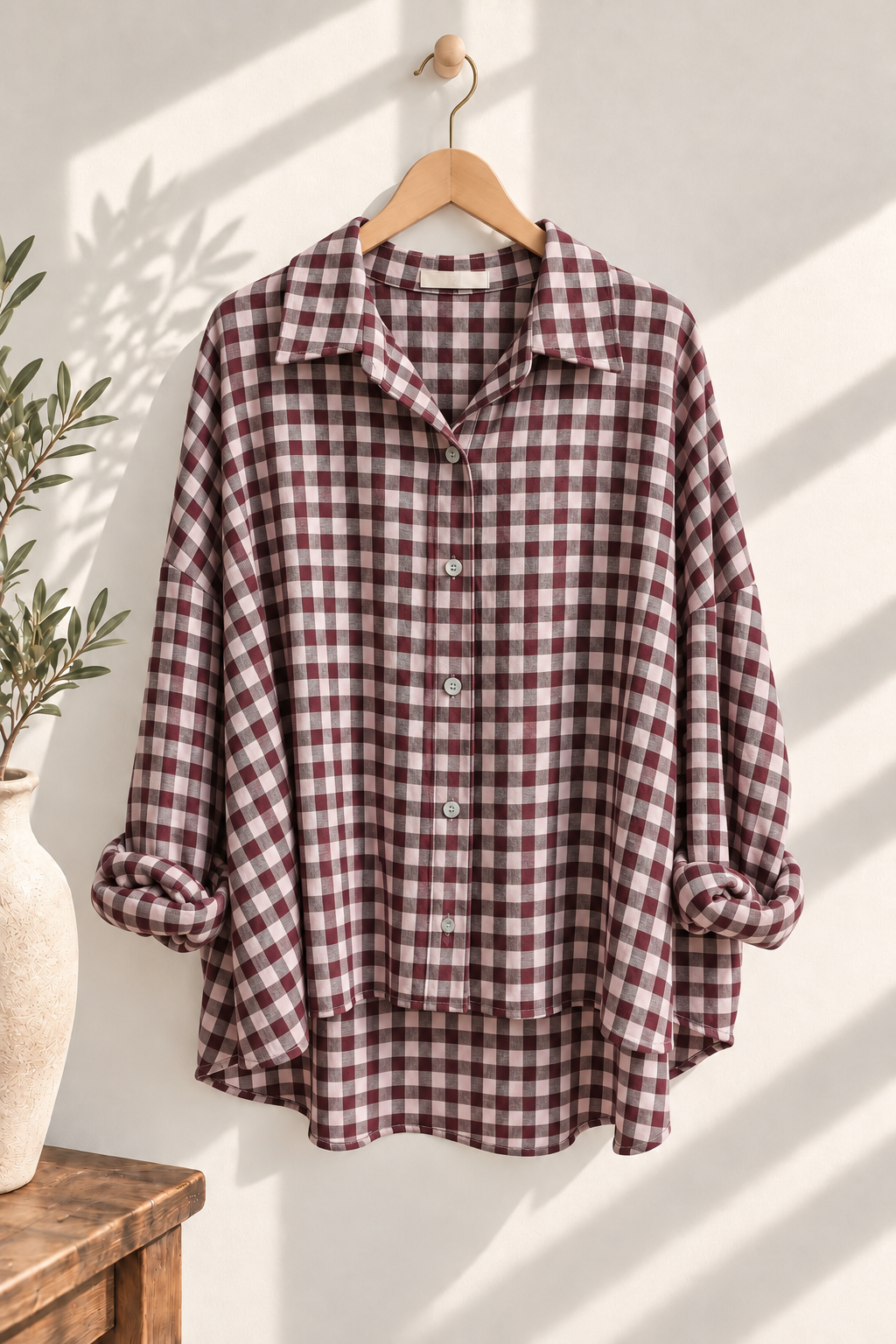 Oversize-Karo-Bluse BL0105 – Made in Italy Gr. 34-44 Karo kariert