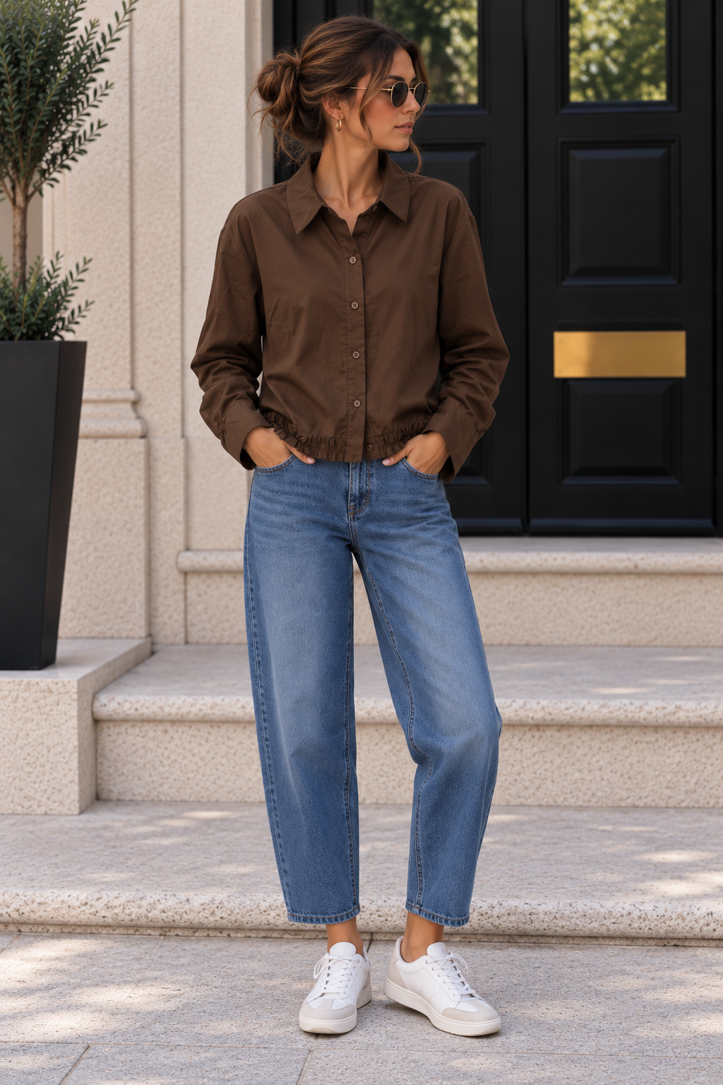 Baumwollbluse mit Rüschen I B0052 I Made in Italy 34-40
