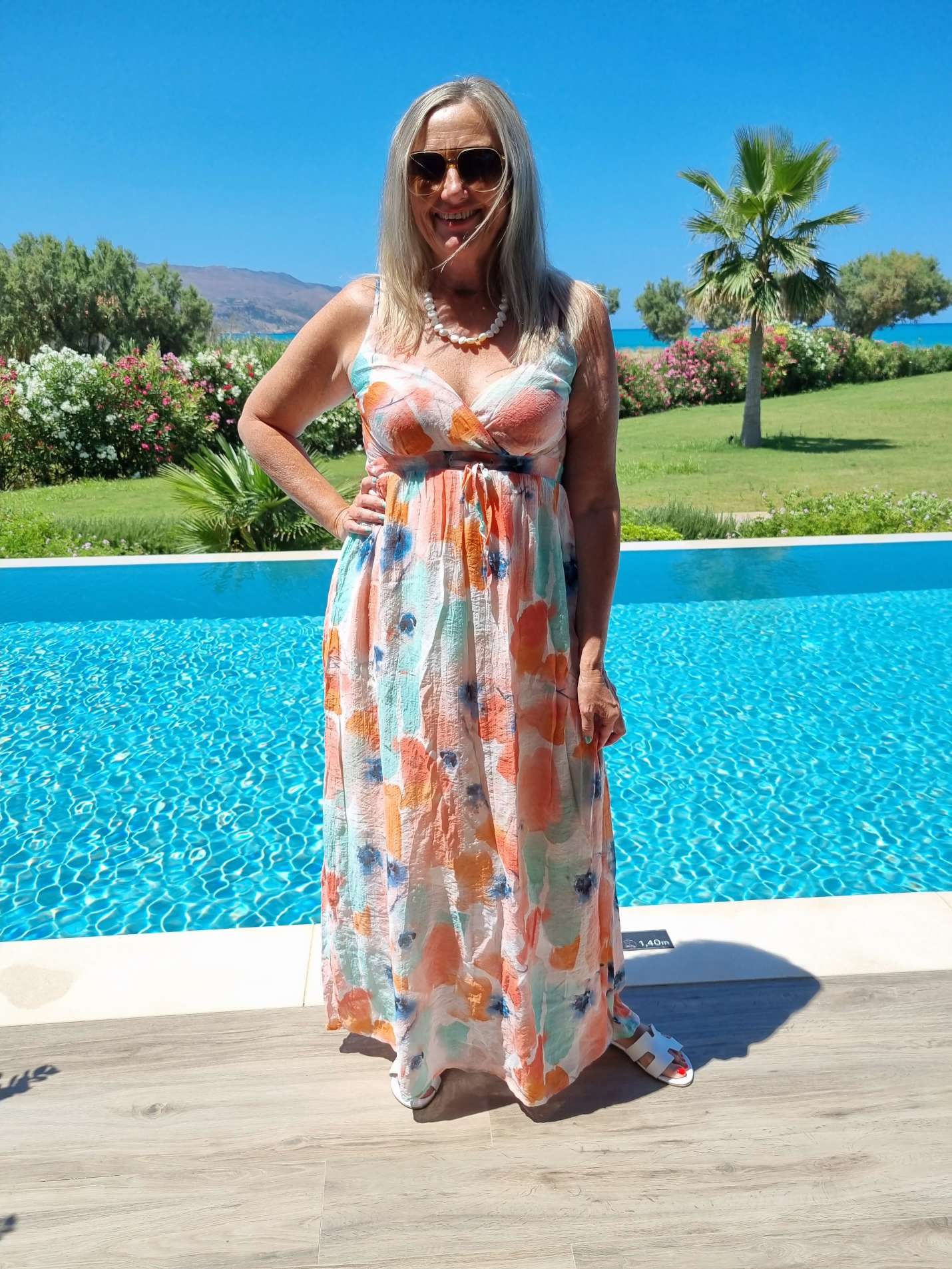 SPAGHETTI DRESS LARA FLOWERS 36-40/42 Made in Italy Maxi Kleid Sommer Strandkleid Blumen Variantenartikel SPAGHETTI DRESS LARA FLOWERS 36-40/42 Made in Italy Maxi Kleid Sommer Strandkleid Blumen Variantenartikel
