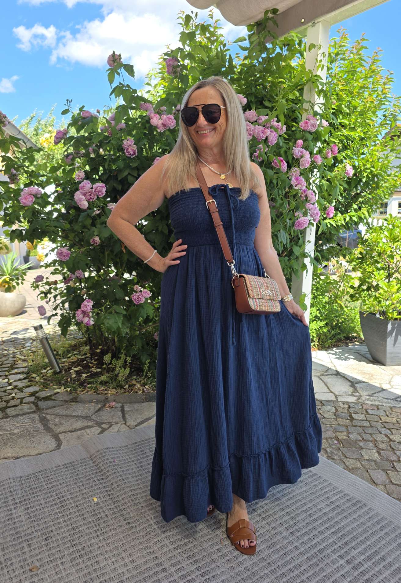 MUSSELIN KLEID LANZAROTE TRÄGERLOS Italystyle 34-40