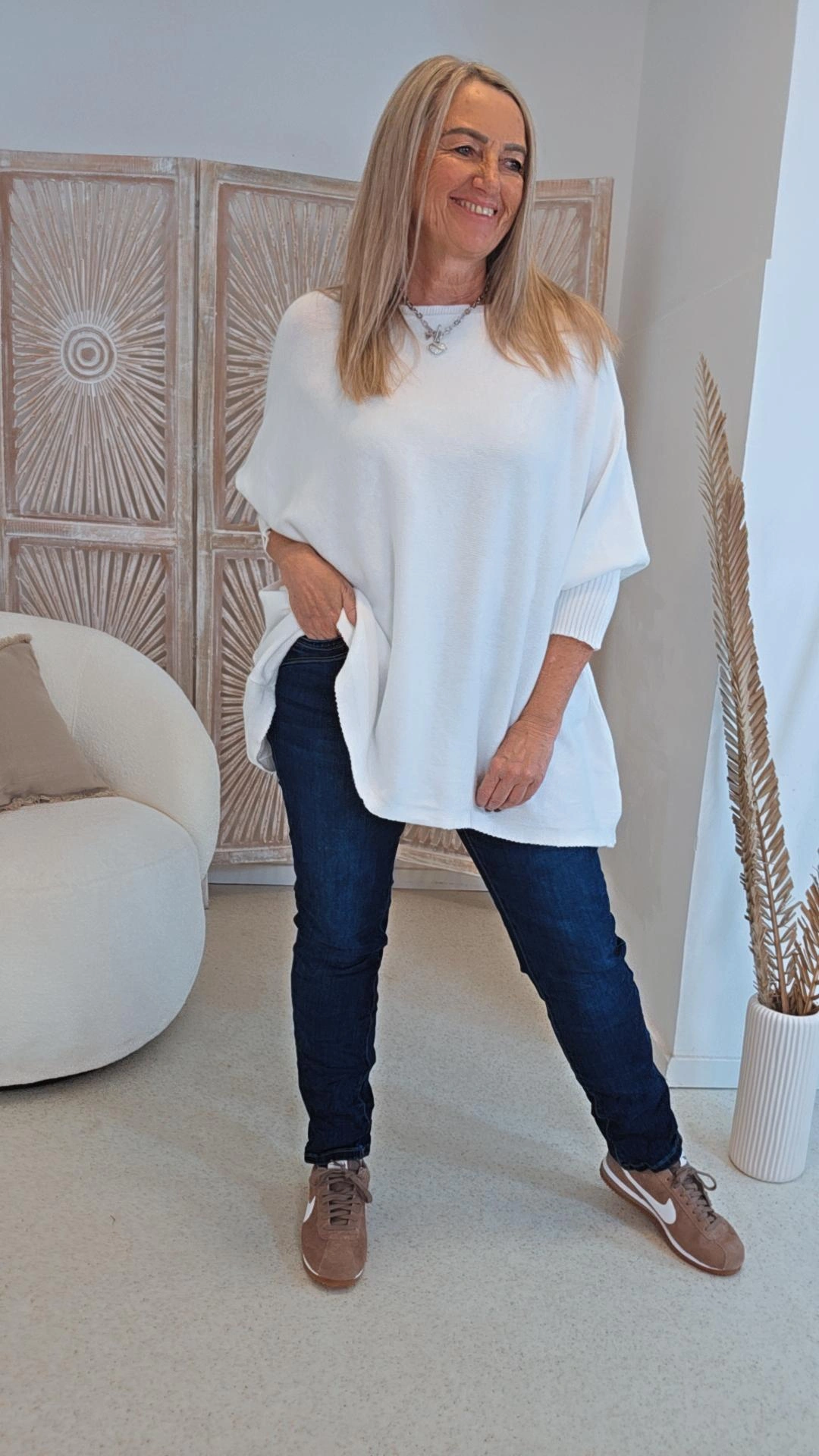 OVERSIZE KNIT SWEATER STRICK PULLOVER LILLE Made in Italy 34 - 48/50