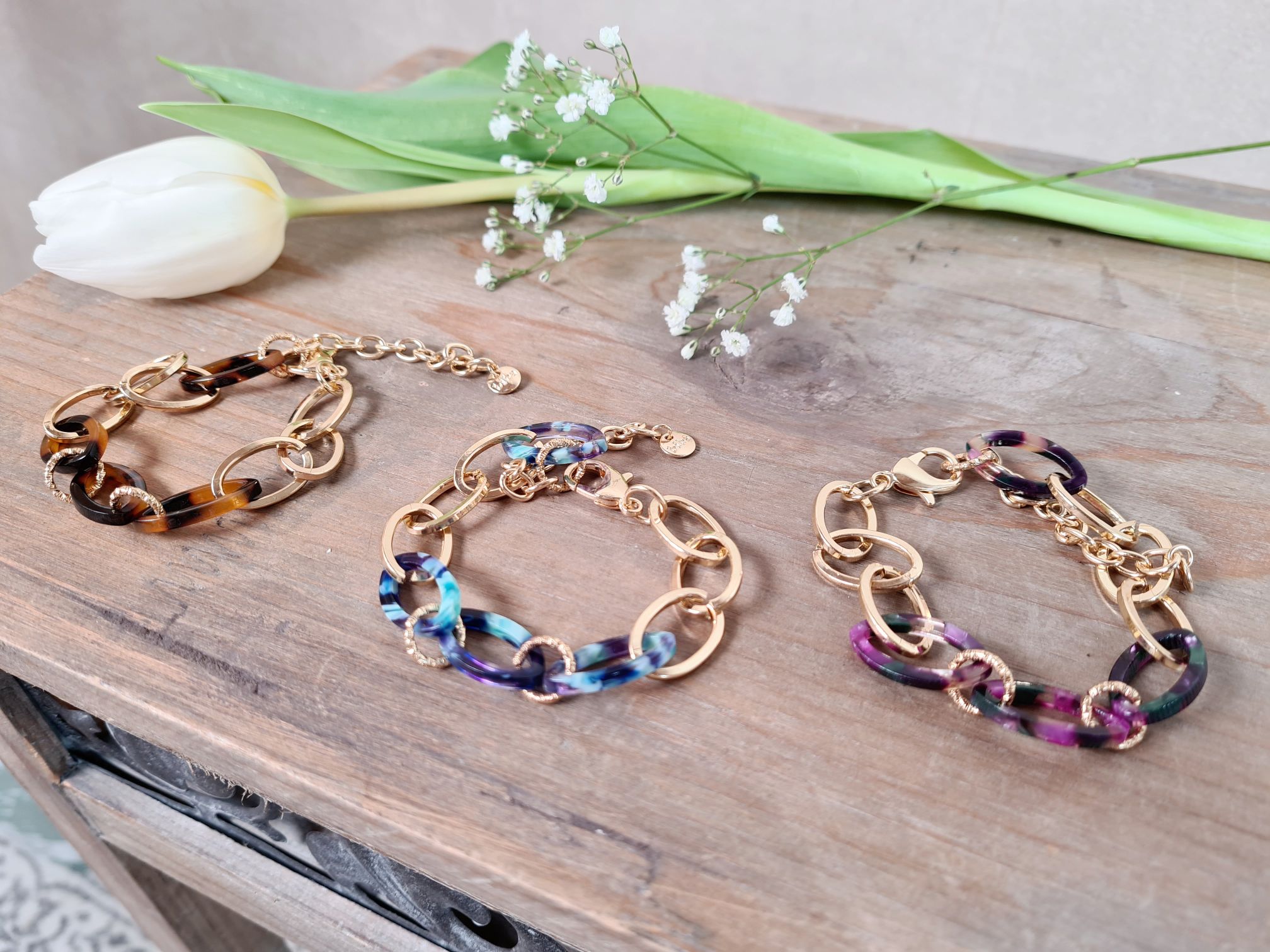 ARMBAND BRACELET URBAN BLAU  Metall Goldfarbig  