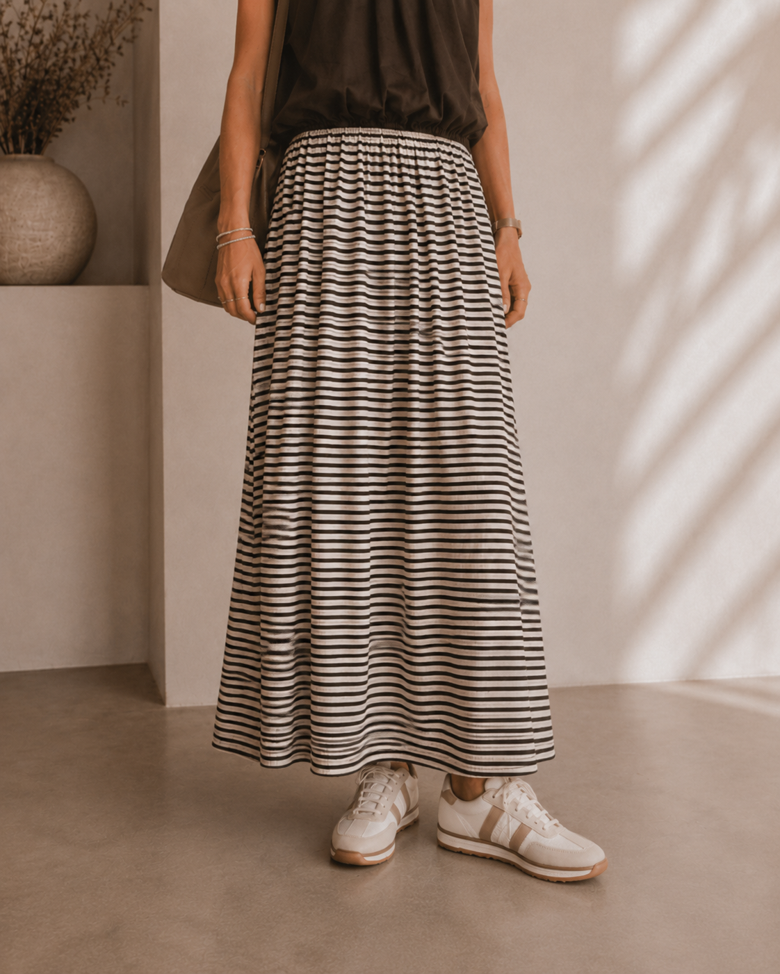 Maxirock Talea – gestreifter Lieblingsrock mit Seitenschlitzen Made in Italy 34-40/42 Skirt