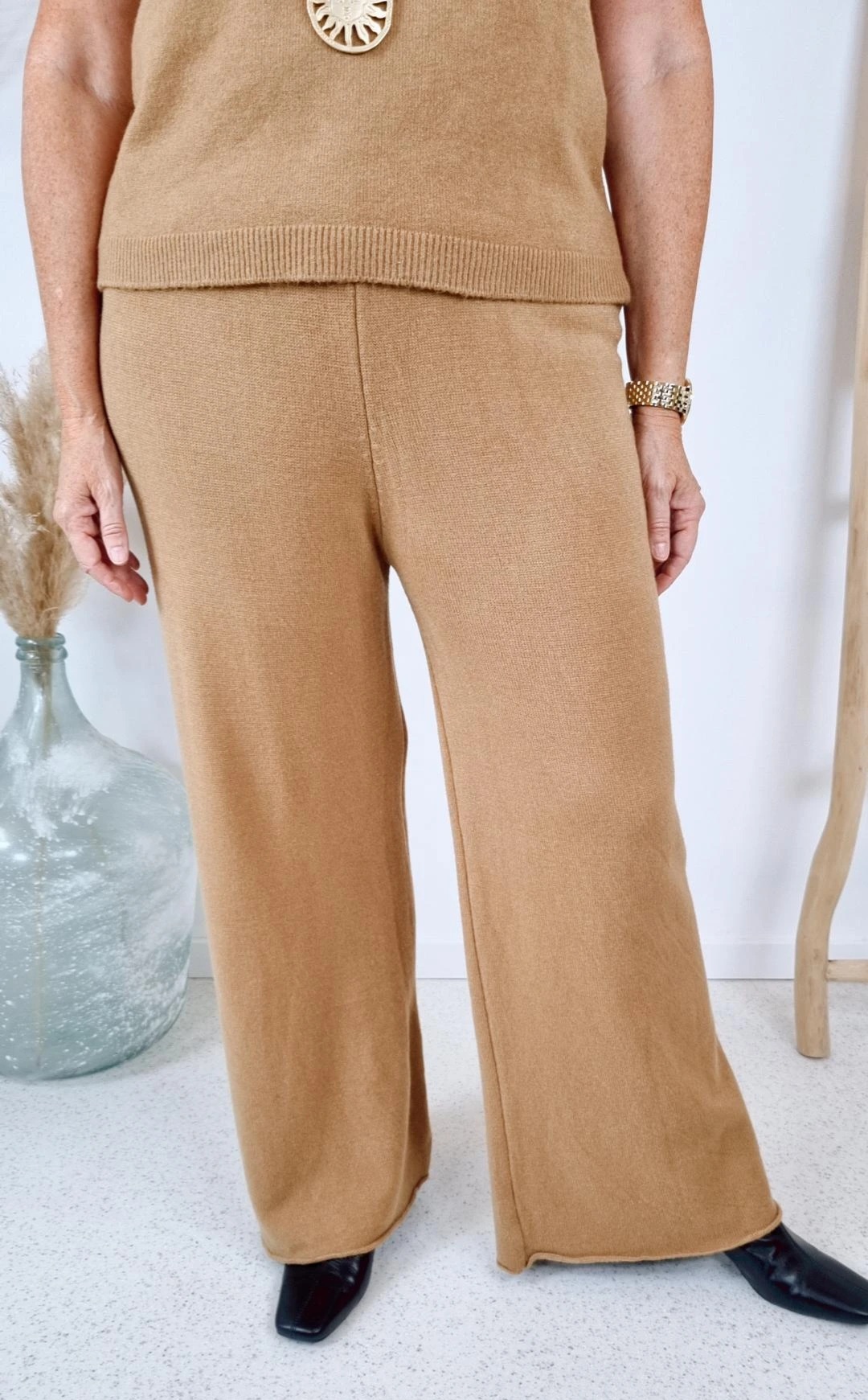 3-TEILIGES STRICK SET BEATRICE CAMEL 36-40 Made in Italy Hose Pullunder Mantel Cardigan 3-TEILIGES STRICK SET BEATRICE CAMEL 36-40 Made in Italy Hose Pullunder Mantel Cardigan