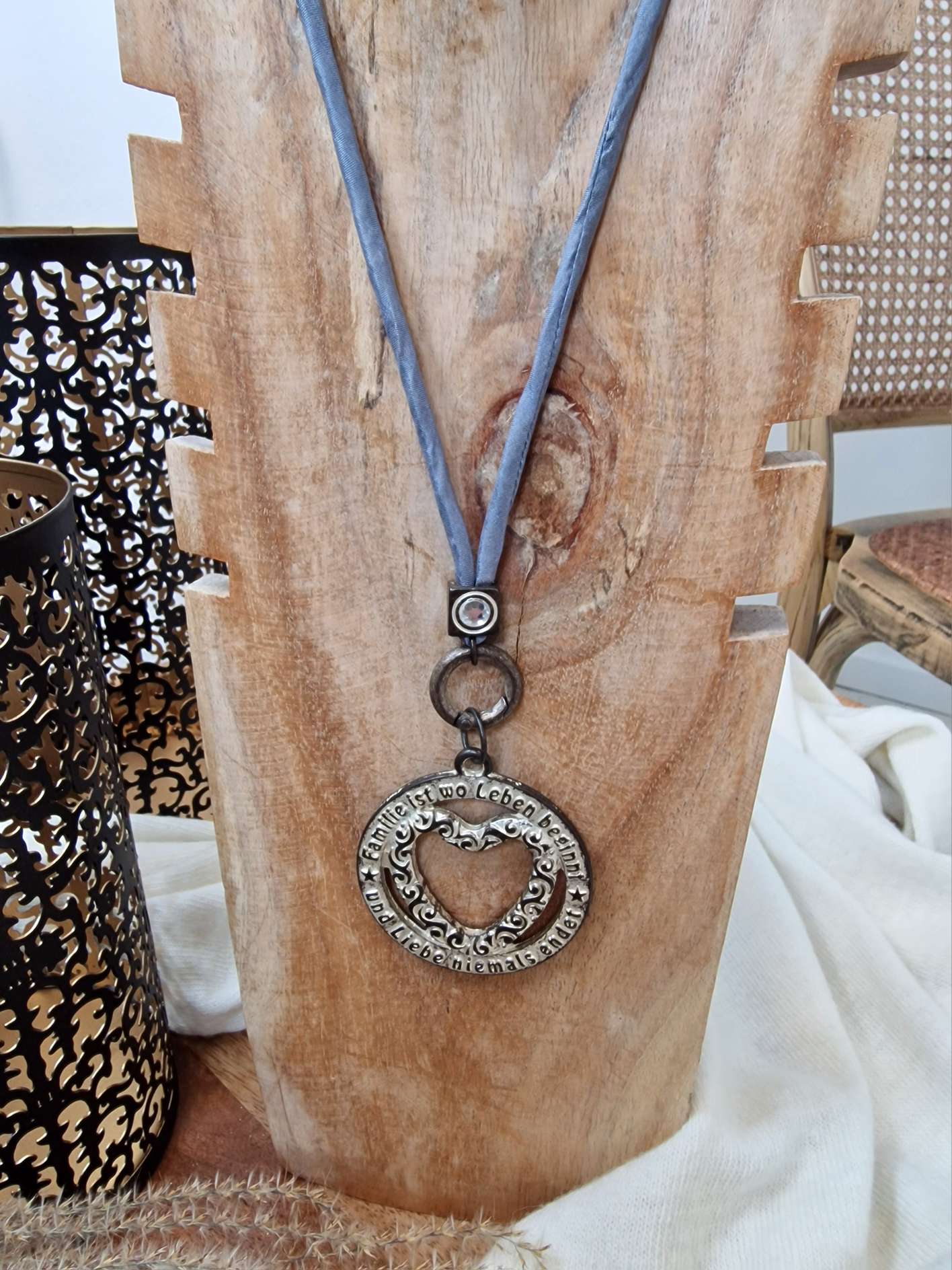 NECKLACE FAMILY SAHARA lange Wechselkette Seide GREY Halskette Kette Amulett NECKLACE FAMILY SAHARA lange Wechselkette Seide GREY Halskette Kette Amulett