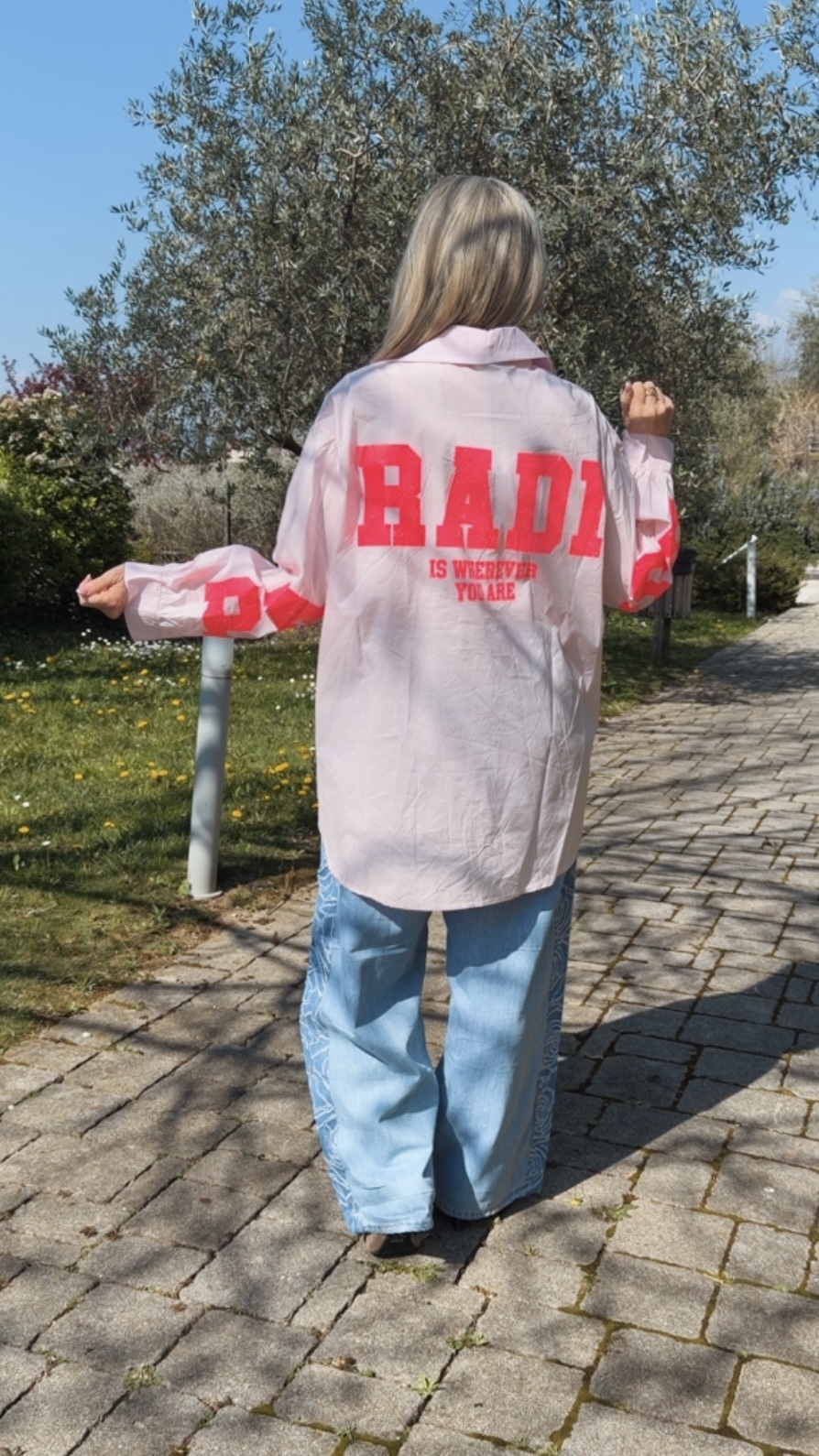 BLUSE PARADISE MIT RÜCKENPRINT Made in Italy 34 - 44