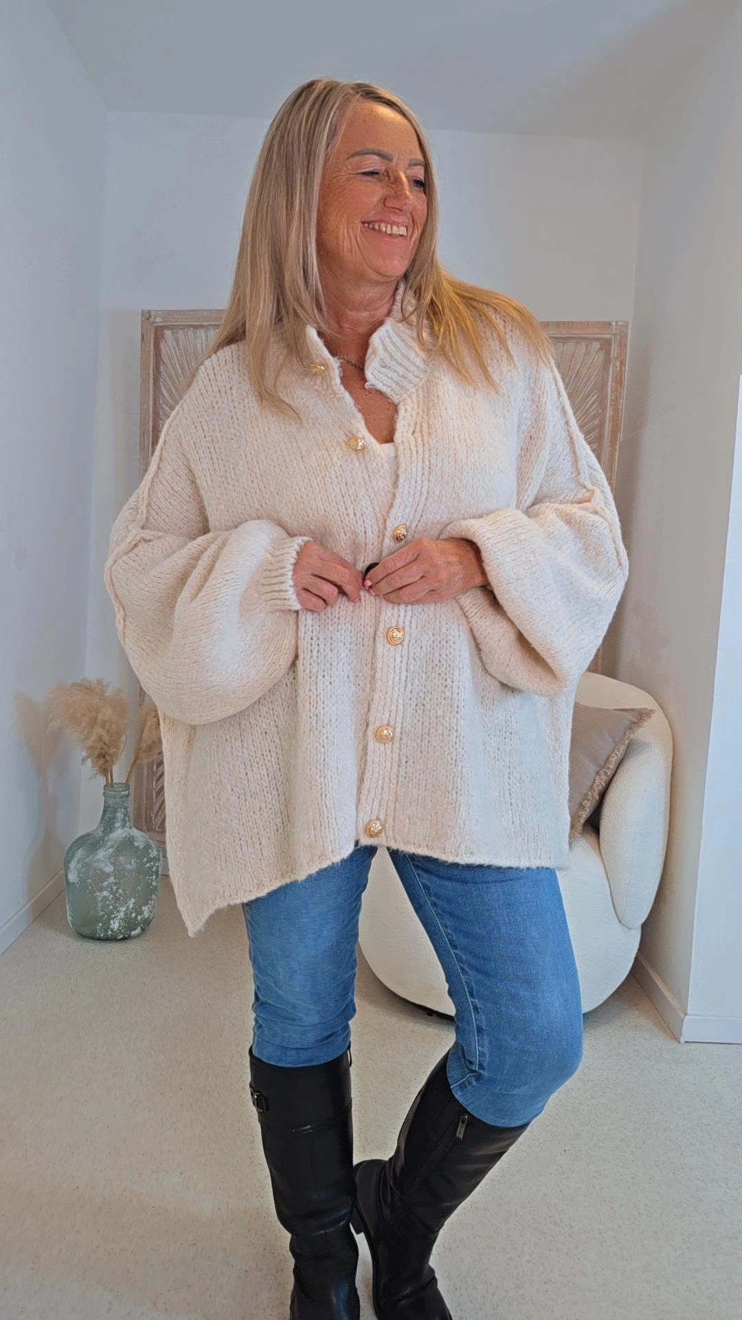 OVERSIZE STRICK-CARDIGAN MALI Made in Italy 34 - 50 