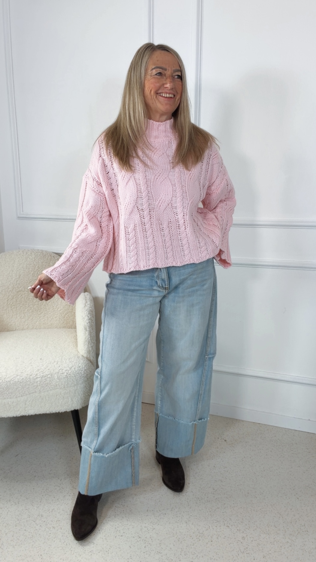 KNIT SWEATER NORA Italy Style 34-42 Zopfmuster