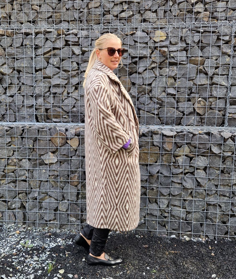 WOLL MANTEL MERLE STRIPES BRAUN 36-42 Made in Italy Winter Jacke Fleece Mantel COAT WOLL MANTEL MERLE STRIPES BRAUN 36-42 Made in Italy Winter Jacke Fleece Mantel COAT