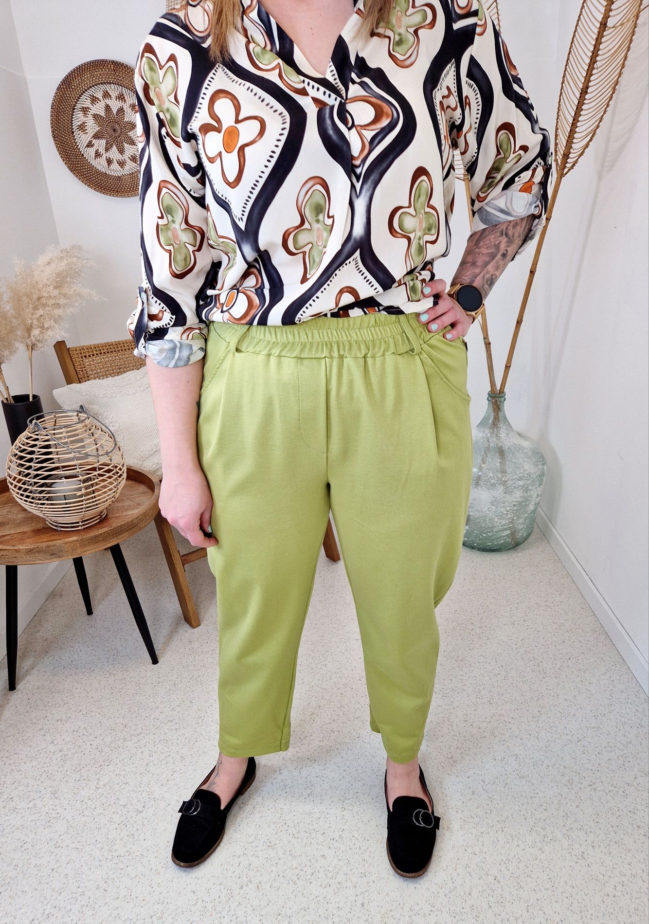 JOGPANT HOSE KATHLEEN GRÜN 36-42 Made in Italy Basic Stoffhose Hosenanzug