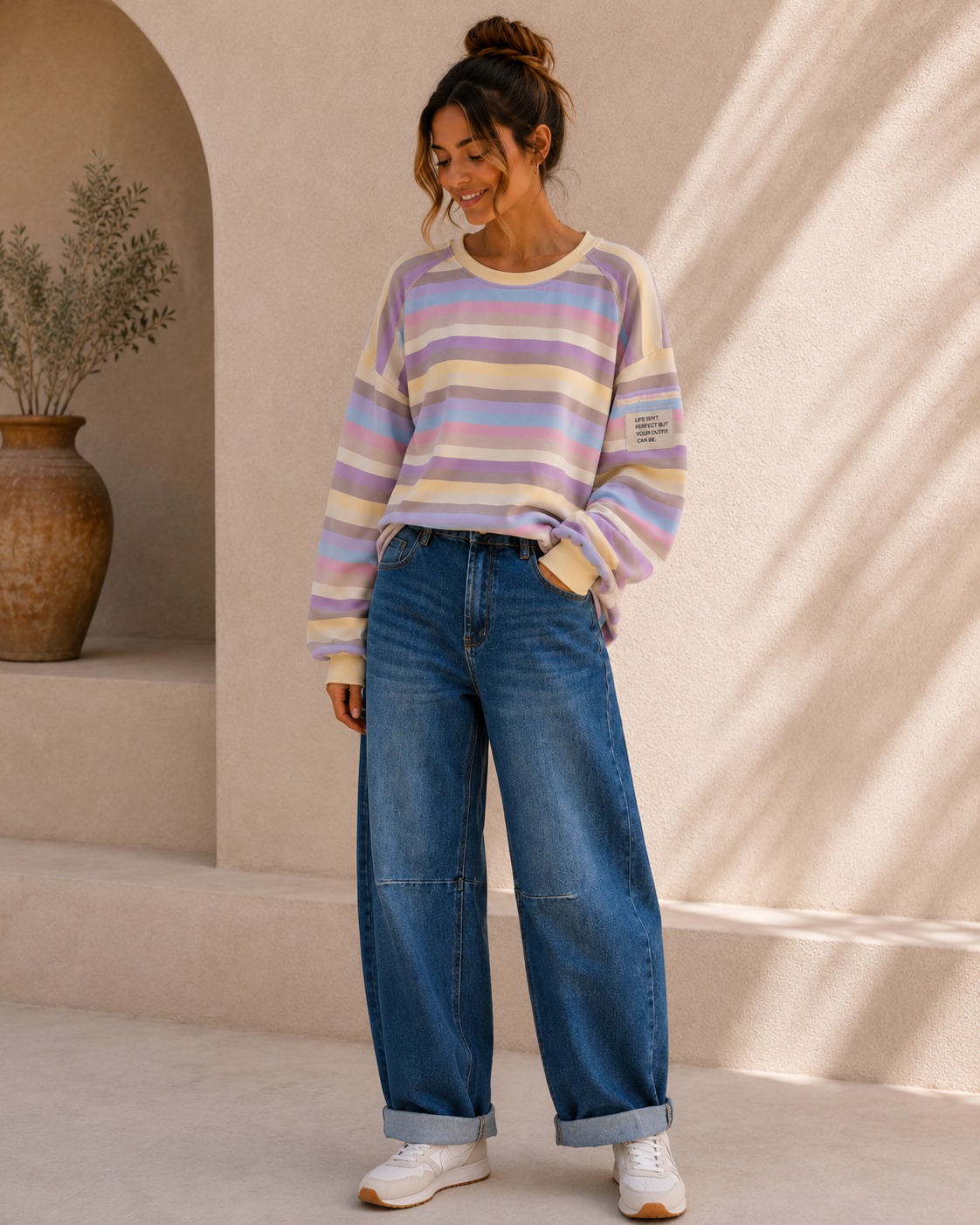 Sweatshirt „Ottavia“ – Streifen-Look | Made in Italy | passend bis ca. Gr. 42/44