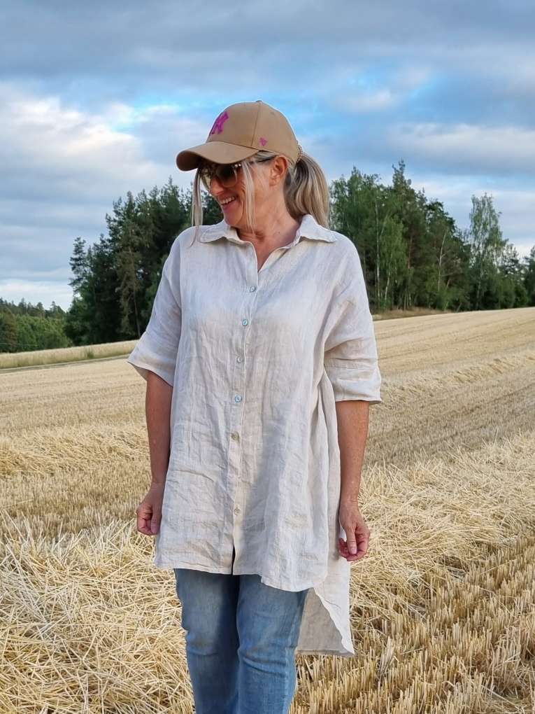 LINEN TUNIKA AREZZO LONG BEIGE Leinen Bluse Kleid Made in Italy 34-42 Longbluse LINEN TUNIKA AREZZO LONG BEIGE Leinen Bluse Kleid Made in Italy 34-42 Longbluse